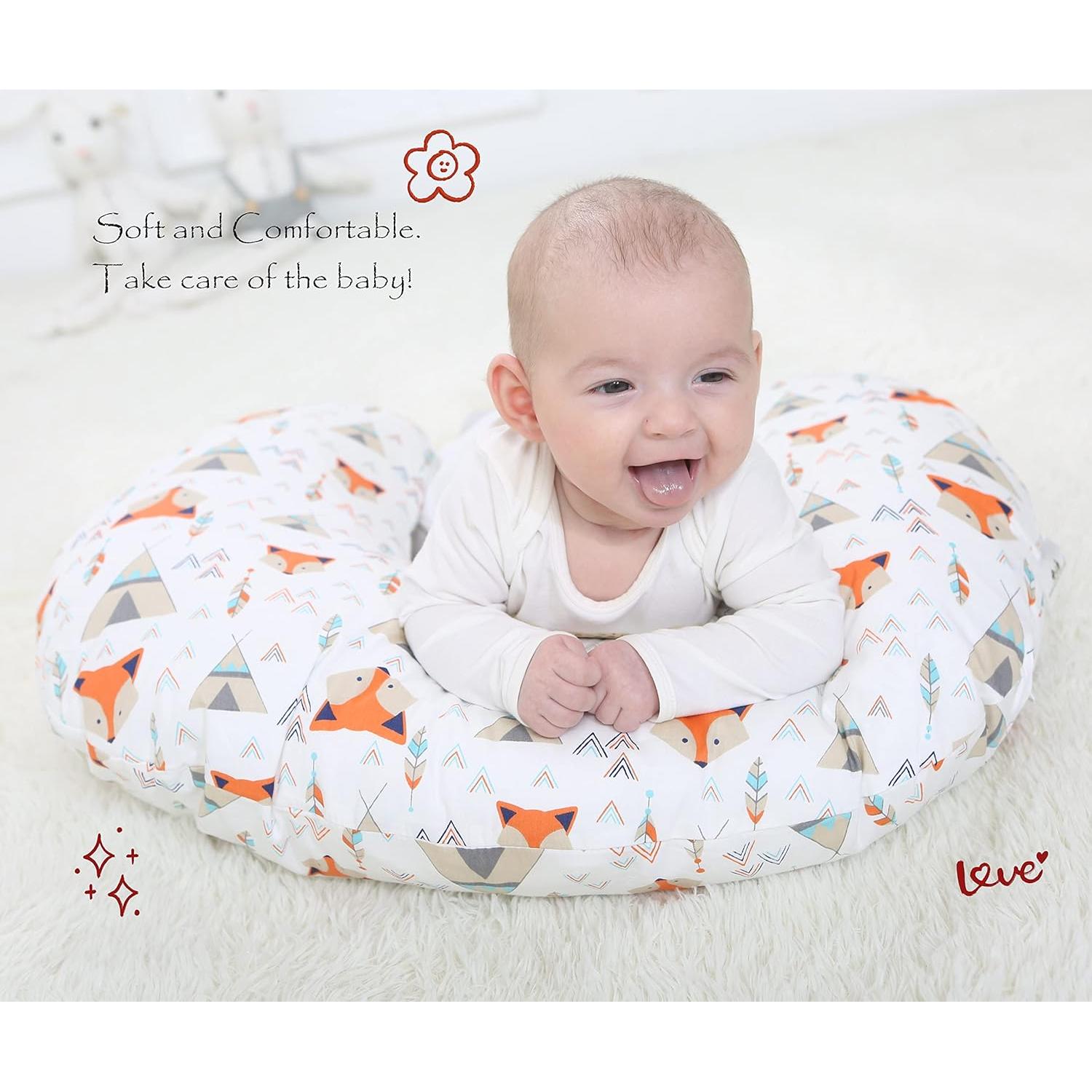 Almohada de Lactancia LAT Jirafa y Elefante 100% Algodón