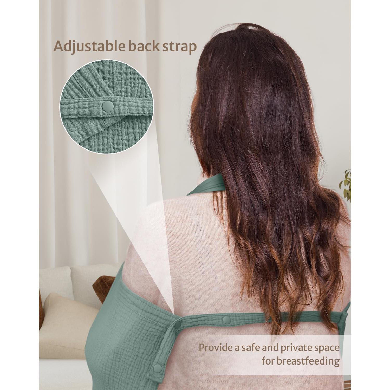 Cubierta de Lactancia Muslin Blissful Diary Verde Romano - Ajustable y Transpirable