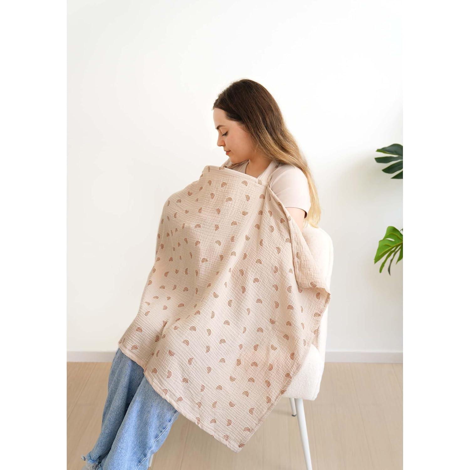 Cubierta de Lactancia Muselina 100% Algodón Arcoíris 100x80cm