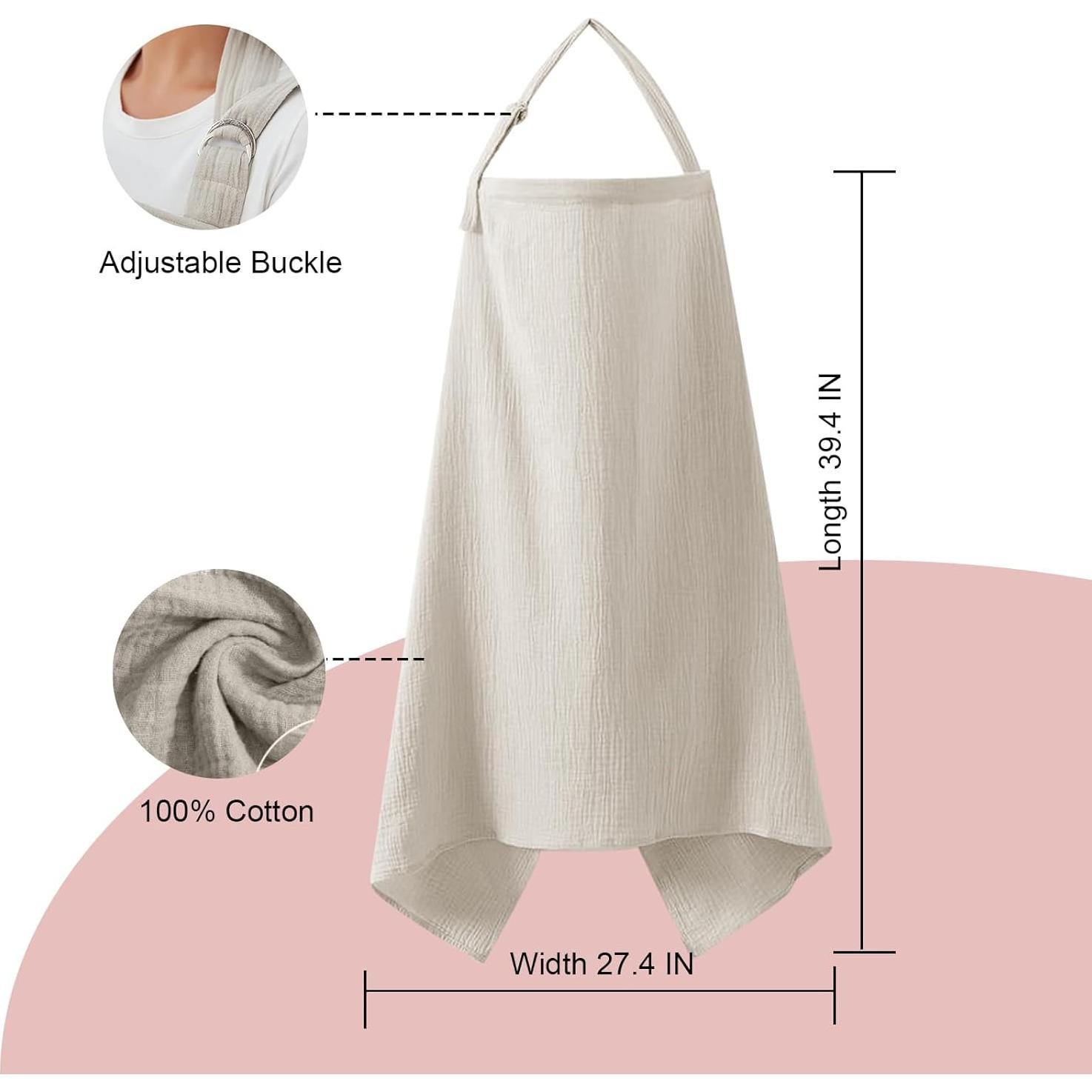 Cubierta de Lactancia Zdolmy 100% Algodón Transpirable Gris