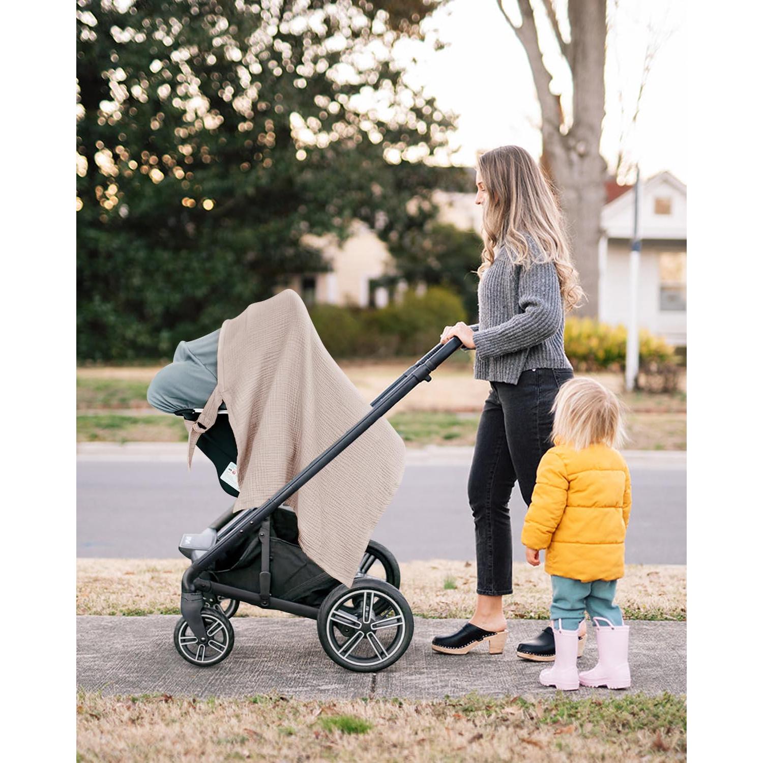 Cubierta de Lactancia Muselina 100% Algodón Ajustable Arena Neutral