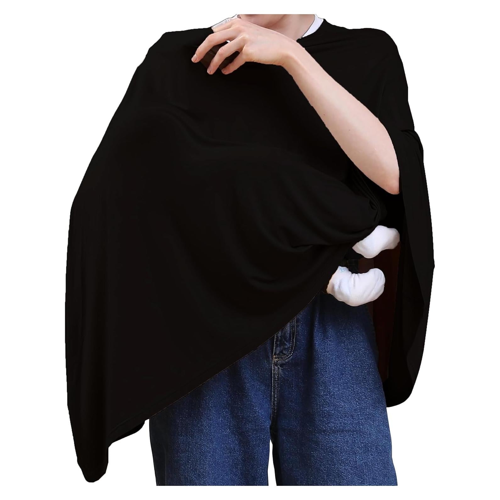 Cubierta de Lactancia Seejoy Poncho 360° Rayón Suave Negra