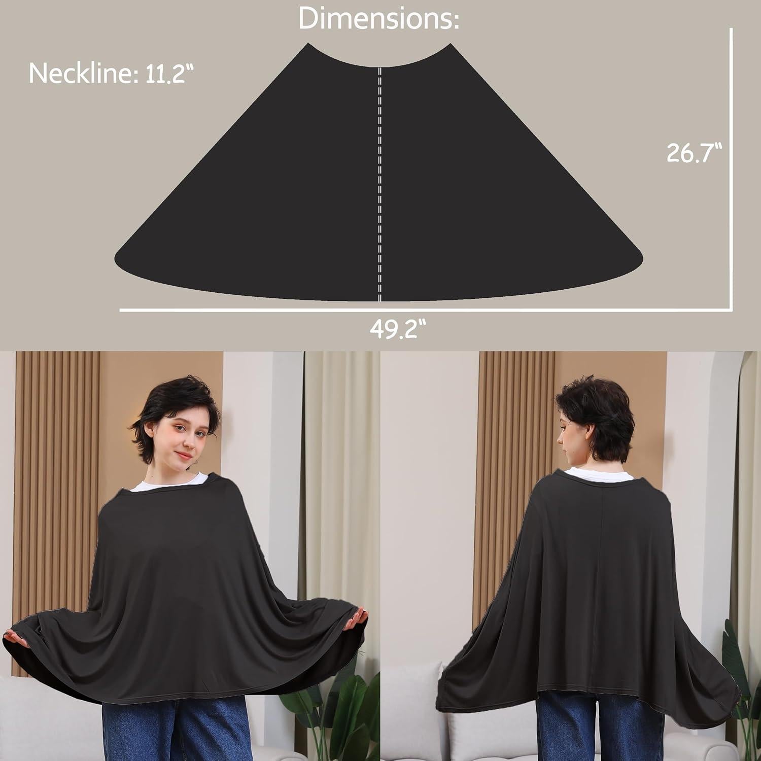 Cubierta de Lactancia Seejoy Poncho 360° Rayón Suave Negra