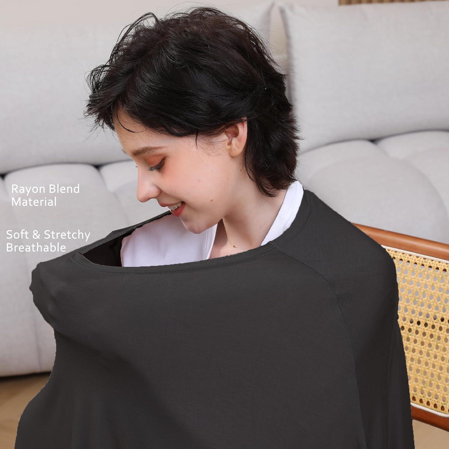Cubierta de Lactancia Seejoy Poncho 360° Rayón Suave Negra