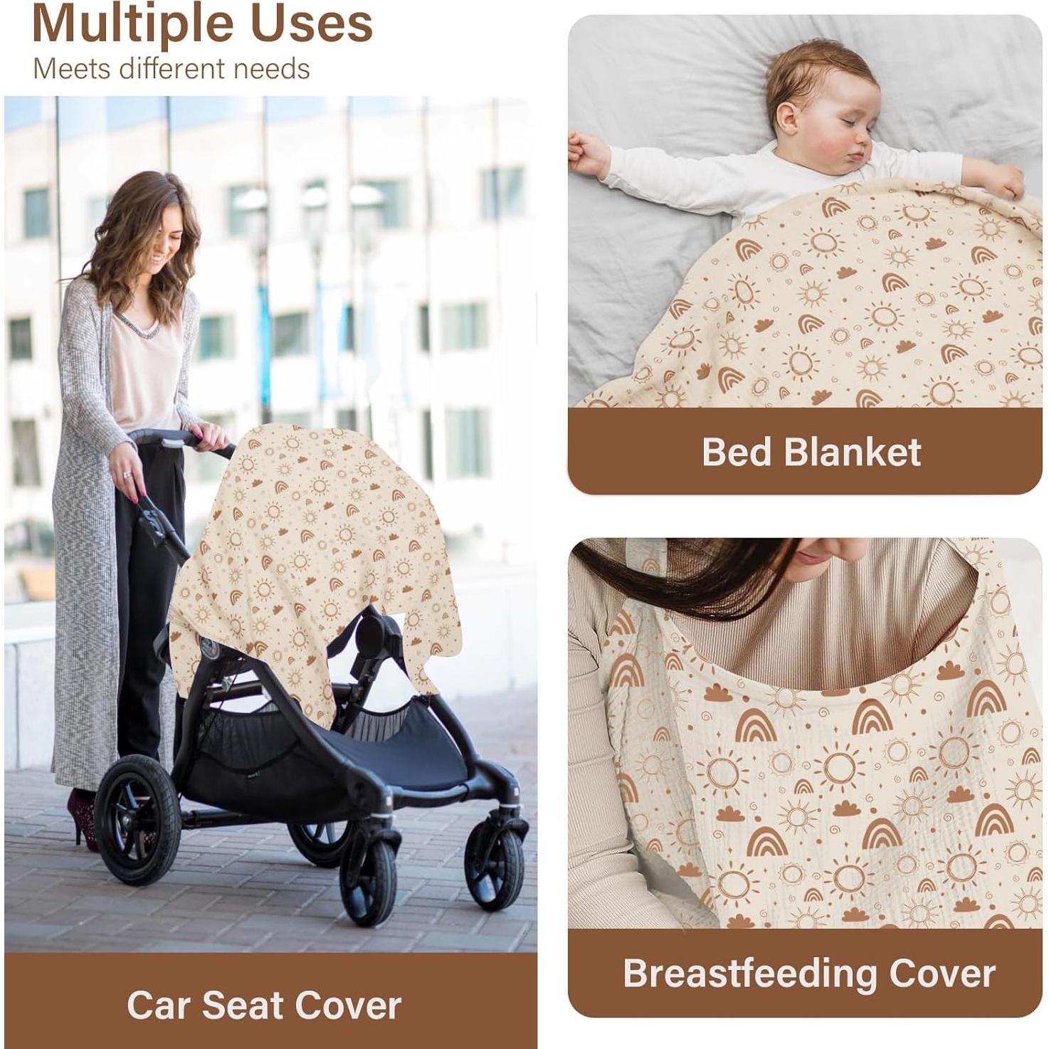 Cubierta de Lactancia MEXXI 100% Algodón Doble Capa Beige 109x76 cm