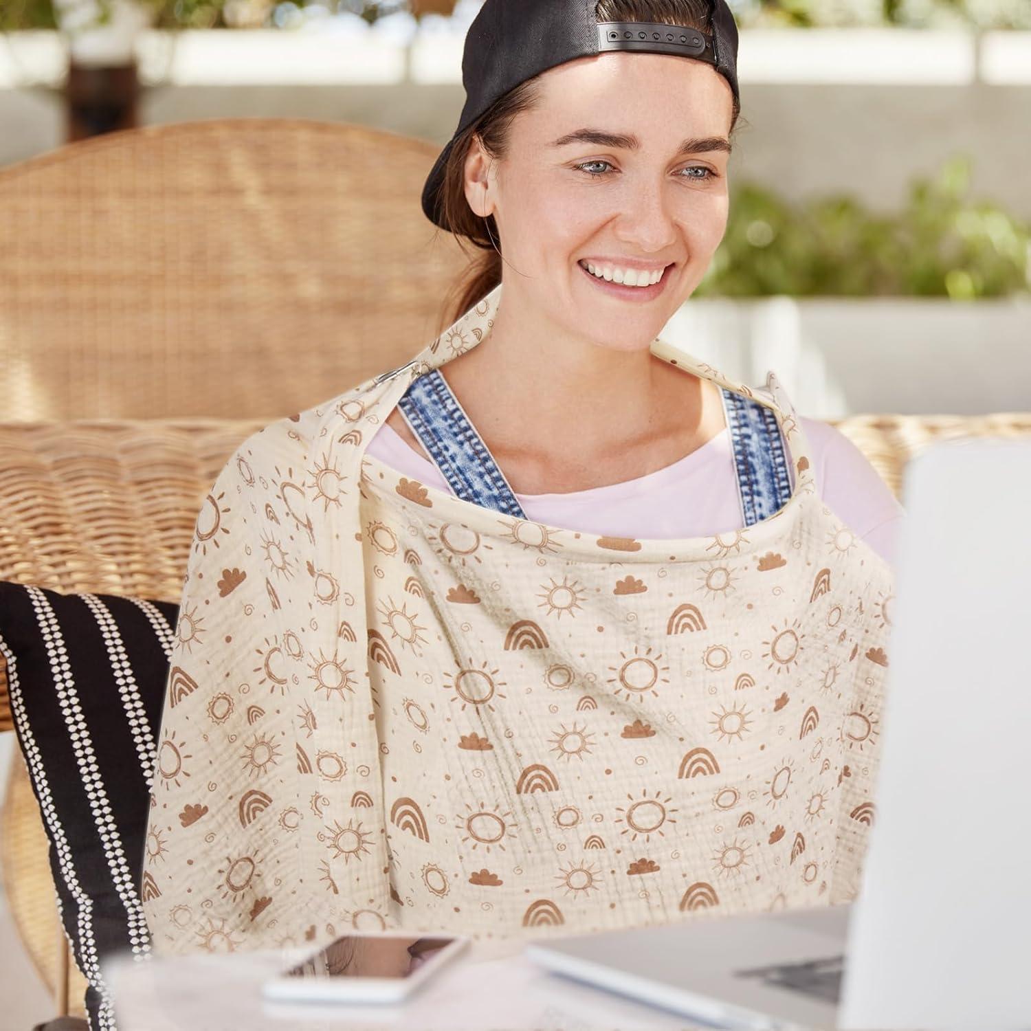 Cubierta de Lactancia MEXXI 100% Algodón Doble Capa Beige 109x76 cm