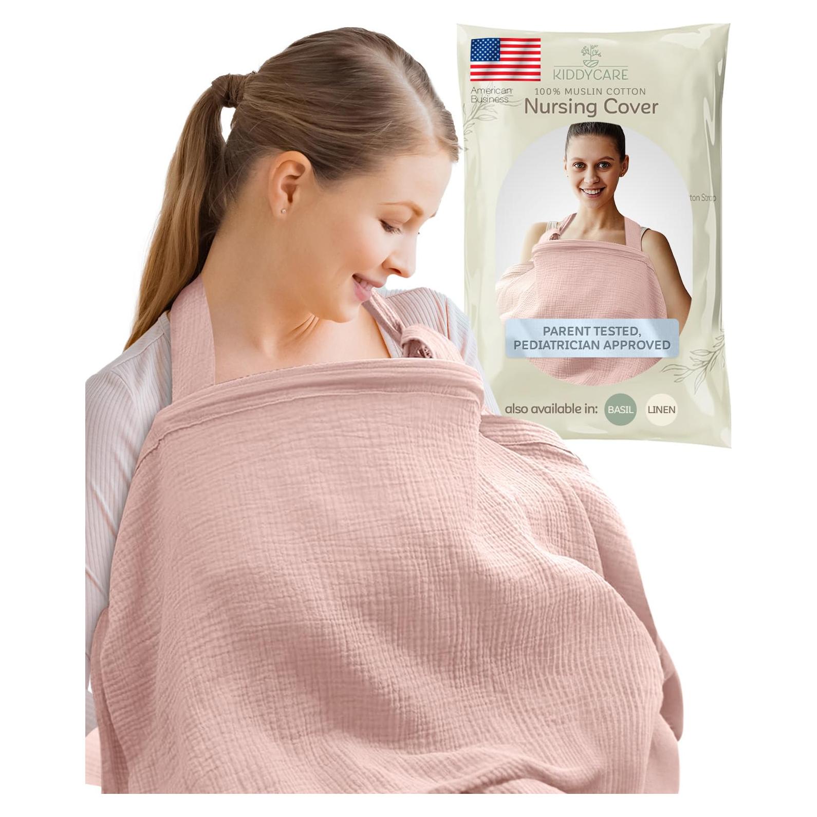 Cubierta de Lactancia Kiddycare Rosa Algodón Muslín Transpirable