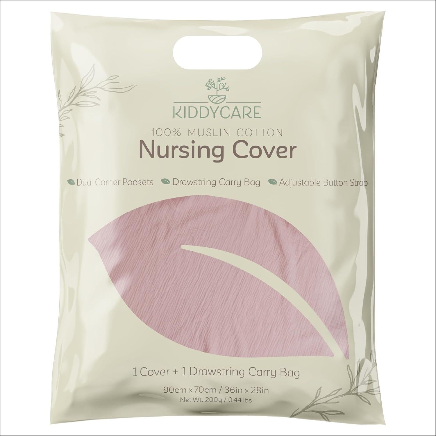 Cubierta de Lactancia Kiddycare Rosa Algodón Muslín Transpirable