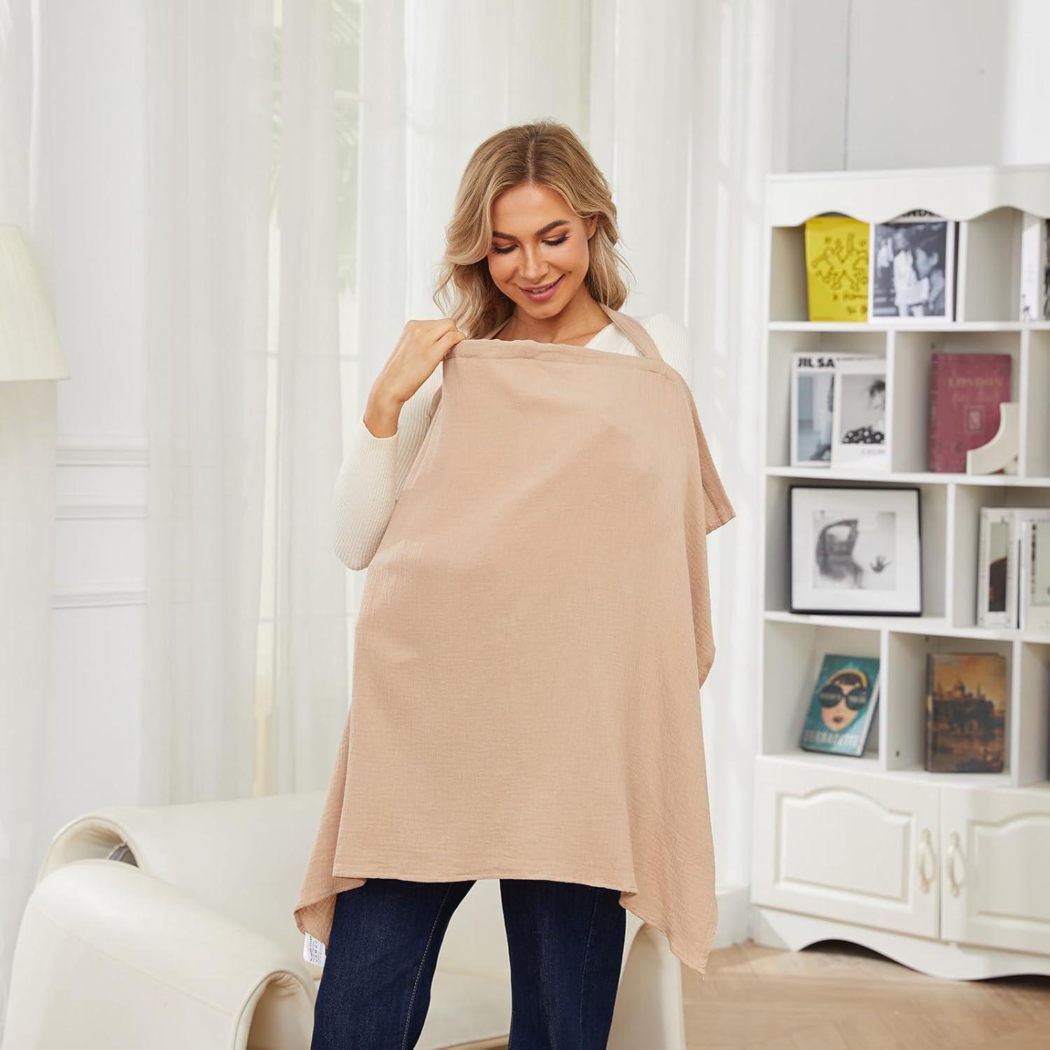 Funda de Lactancia PPOGOO 100% Algodón Muselina Marrón