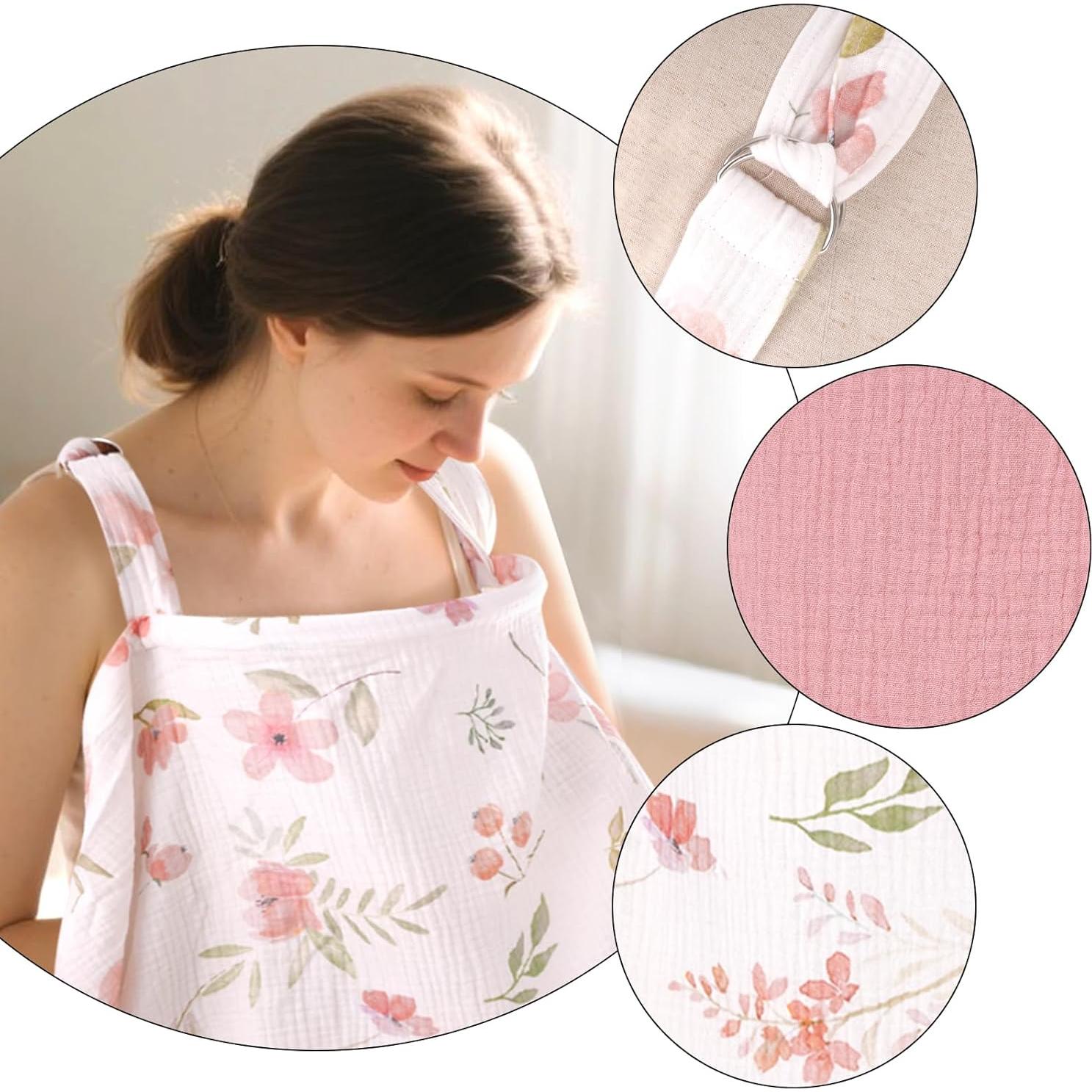 2 Cubiertas de Lactancia Muselina Rosa Algodón Transpirable
