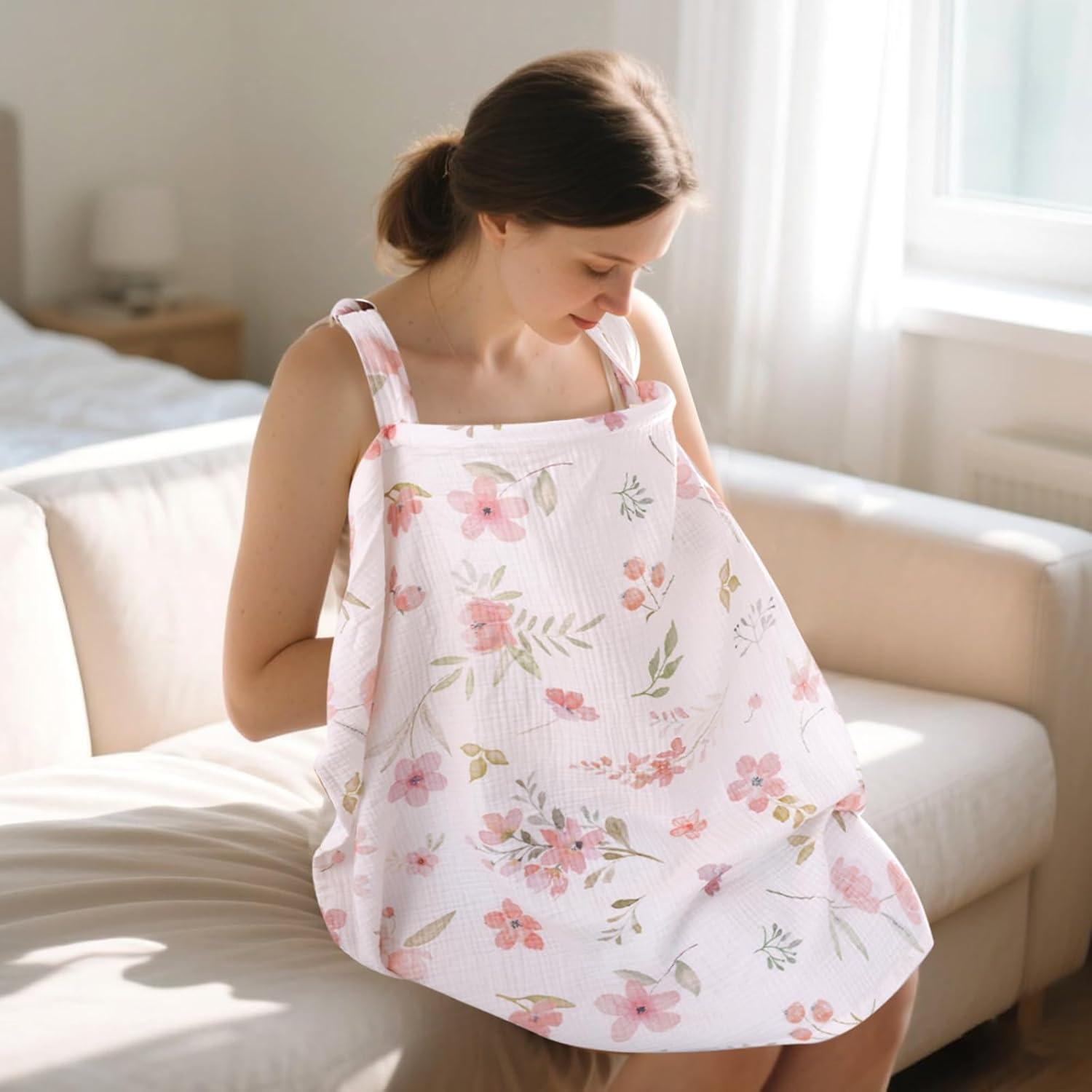 2 Cubiertas de Lactancia Muselina Rosa Algodón Transpirable