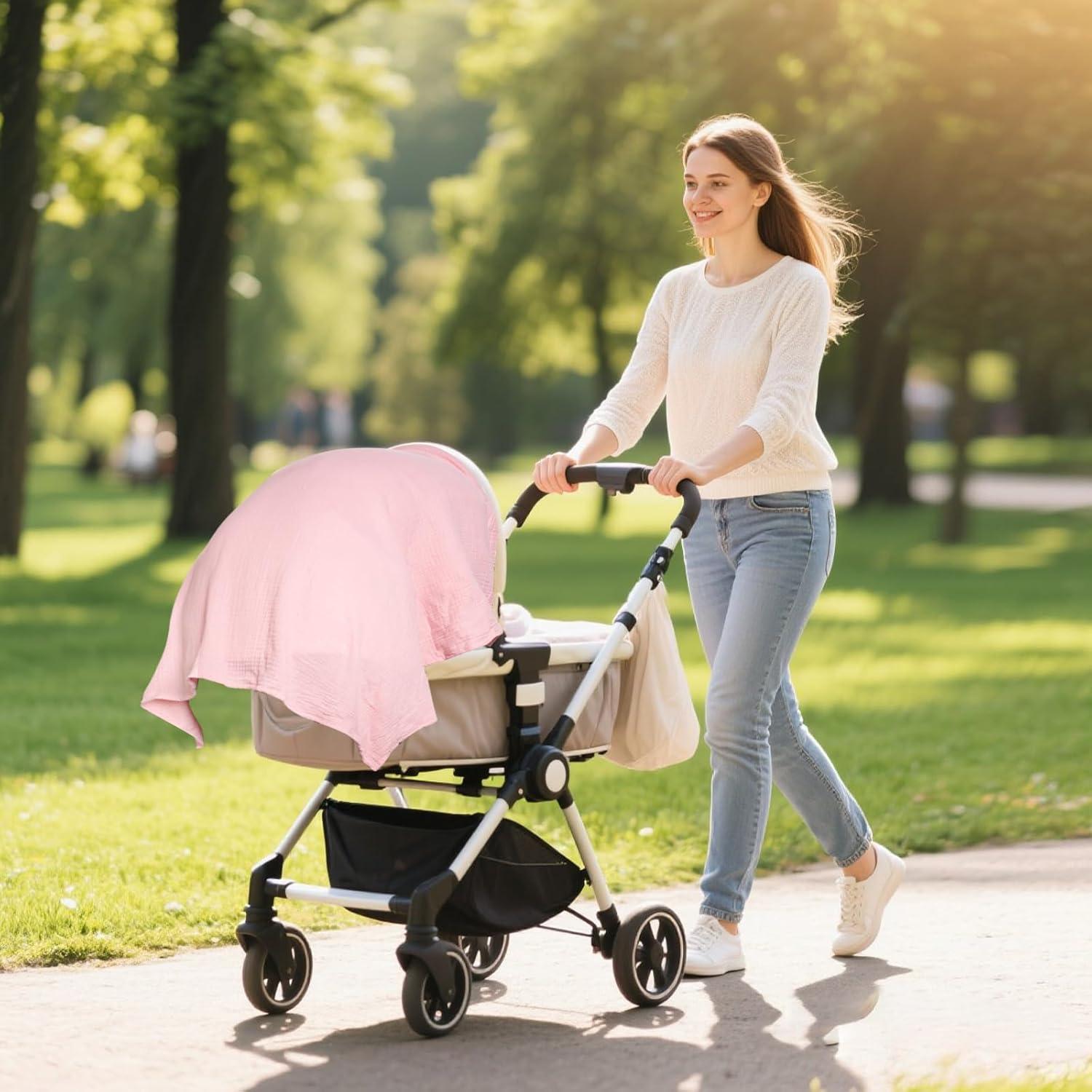 2 Cubiertas de Lactancia Muselina Rosa Algodón Transpirable
