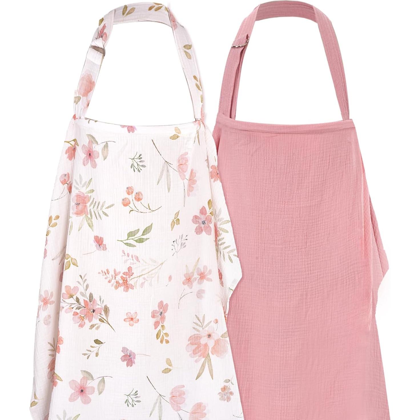 2 Cubiertas de Lactancia Muselina Rosa Algodón Transpirable