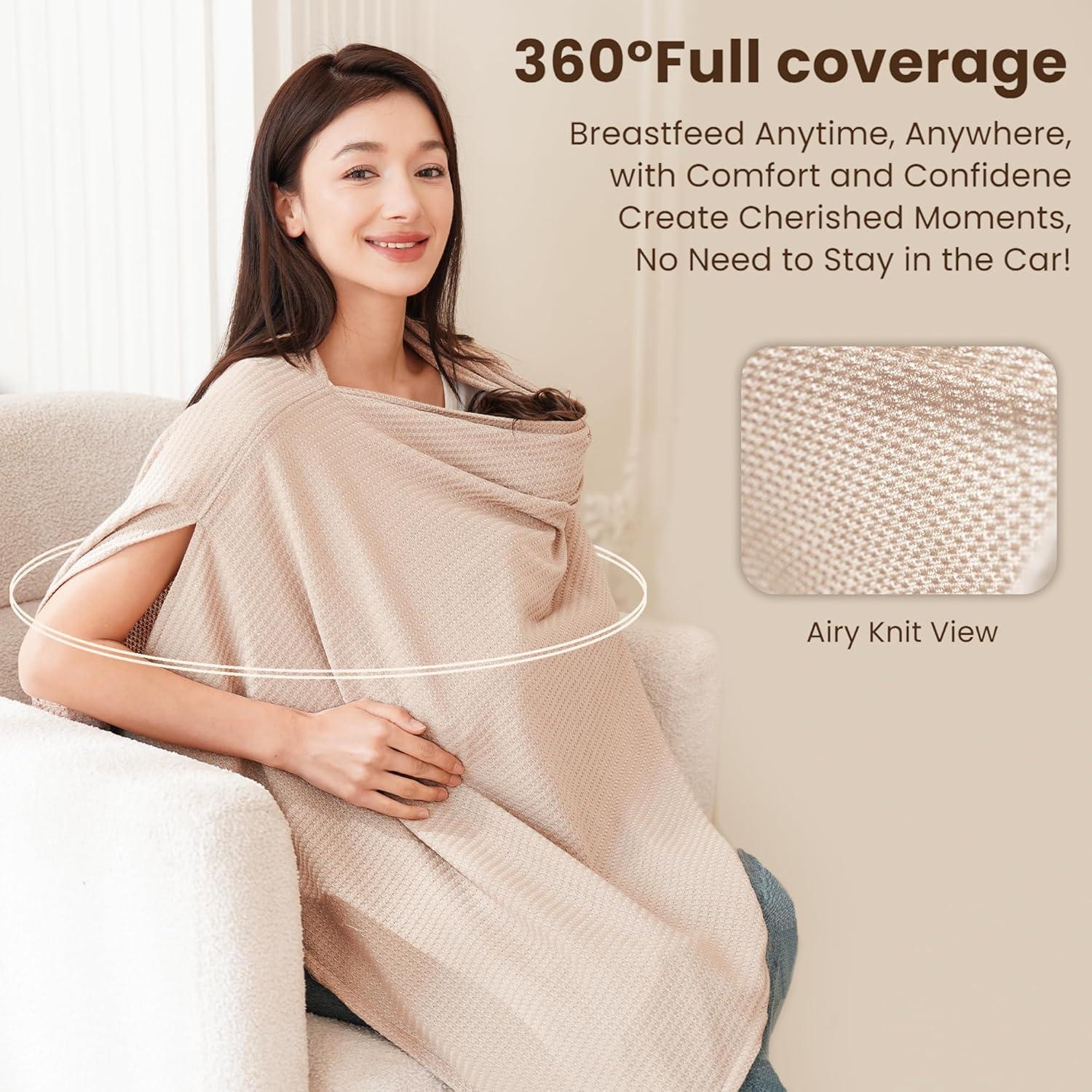 Cubierta de Lactancia Konssy Beige, Chal Multiuso Suave y Transpirable