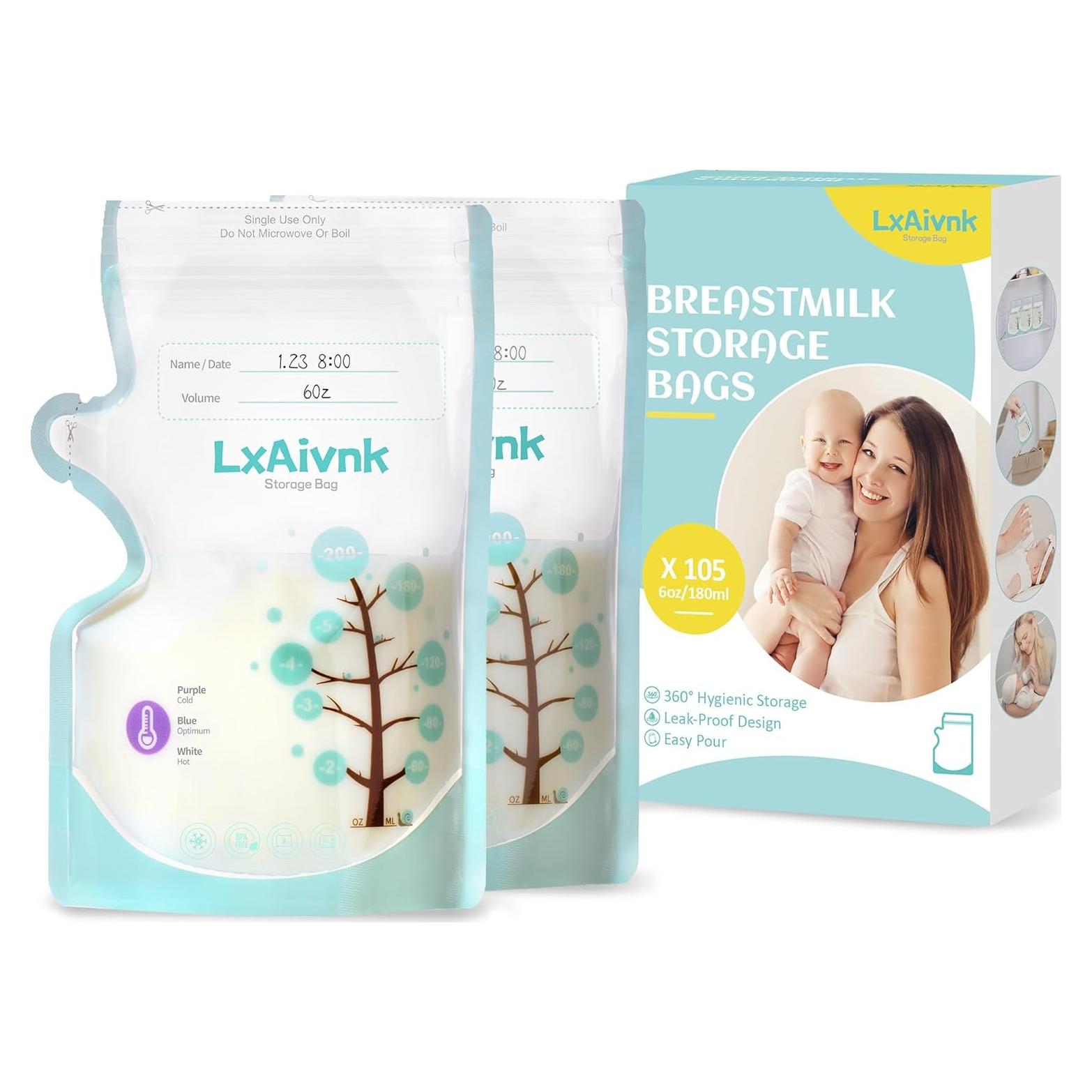 Bolsas de Almacenamiento de Leche Materna LXAIVNK 180ml - 105 Unidades