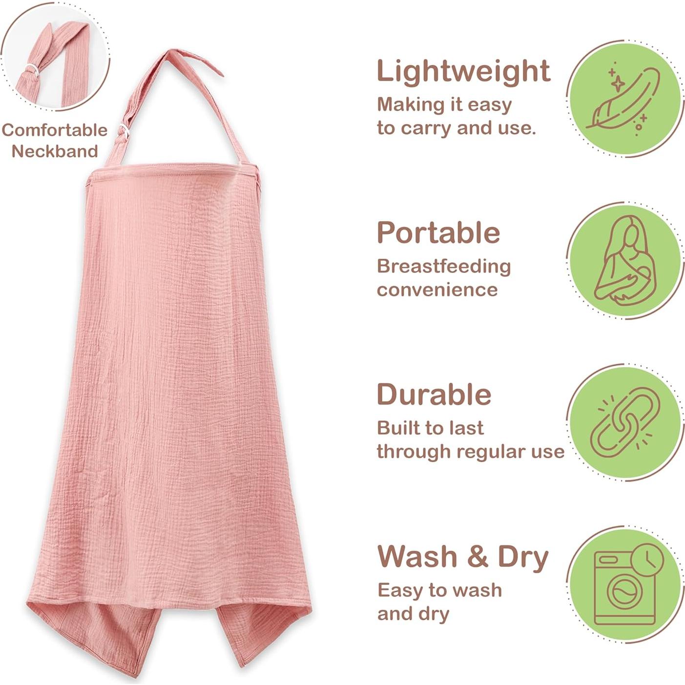 Cubierta de Lactancia Algodón Orgánico Rosa 109x71 cm Ajustable