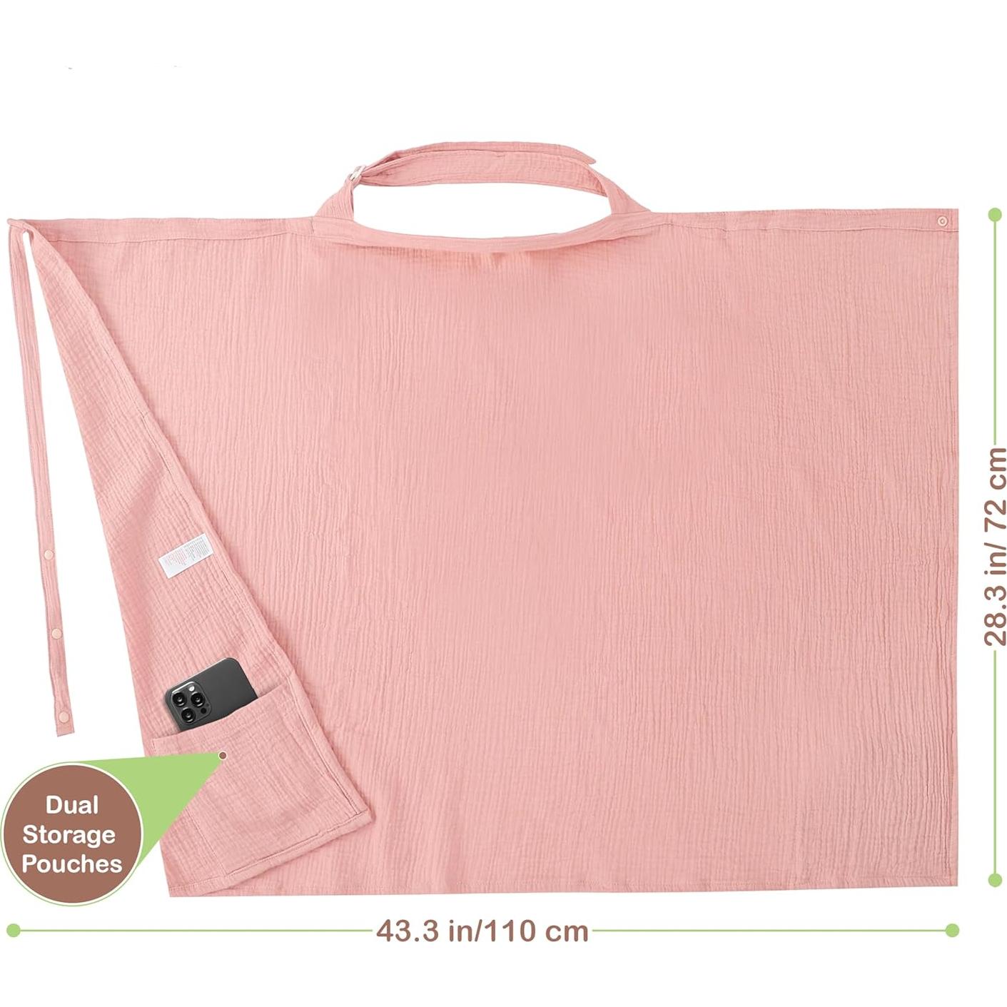 Cubierta de Lactancia Algodón Orgánico Rosa 109x71 cm Ajustable