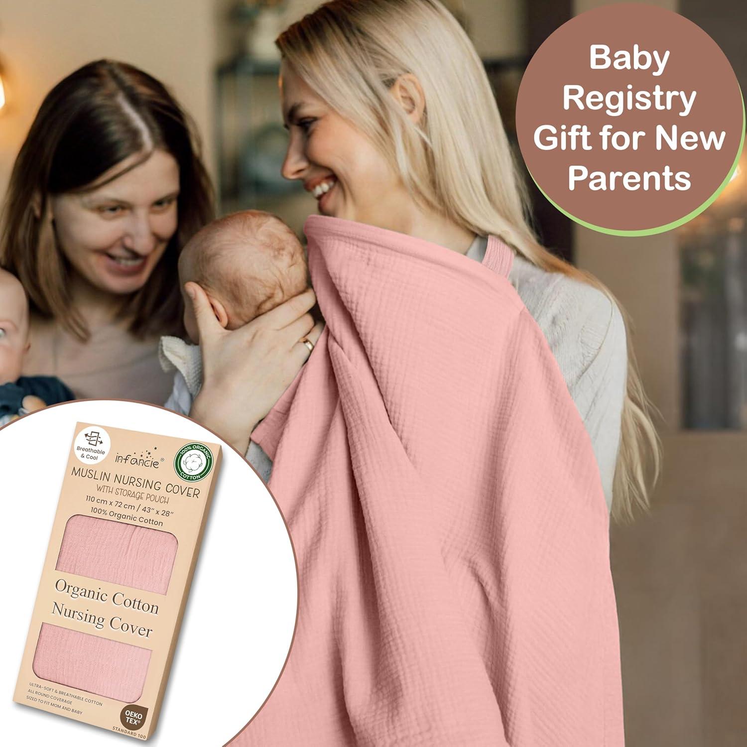 Cubierta de Lactancia Algodón Orgánico Rosa 109x71 cm Ajustable