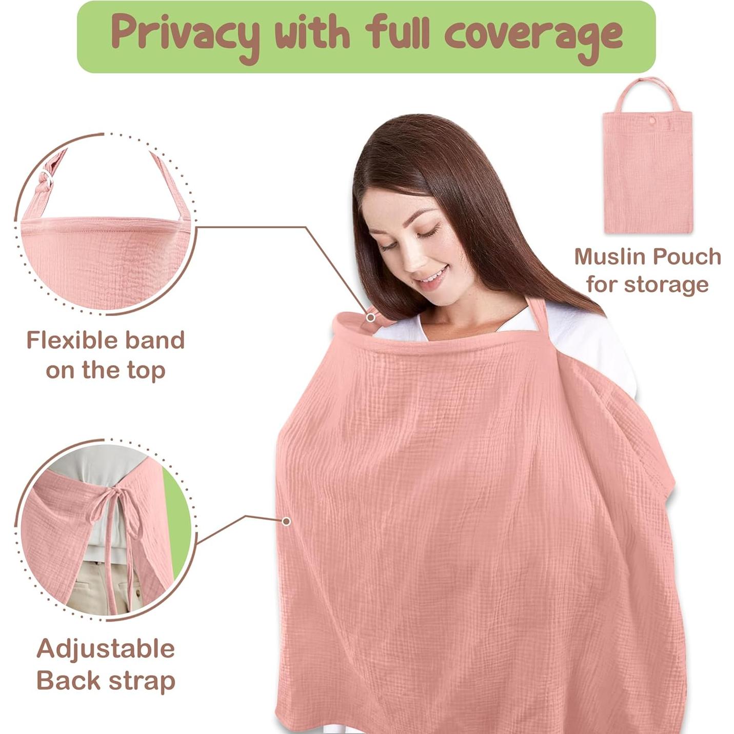 Cubierta de Lactancia Algodón Orgánico Rosa 109x71 cm Ajustable