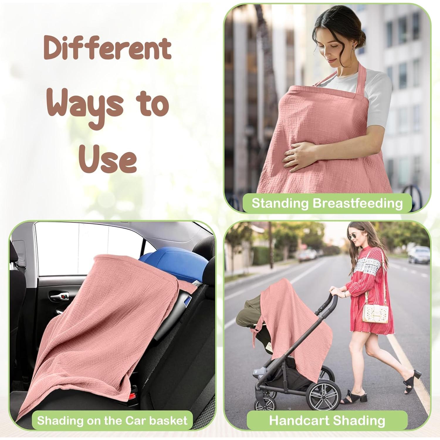 Cubierta de Lactancia Algodón Orgánico Rosa 109x71 cm Ajustable