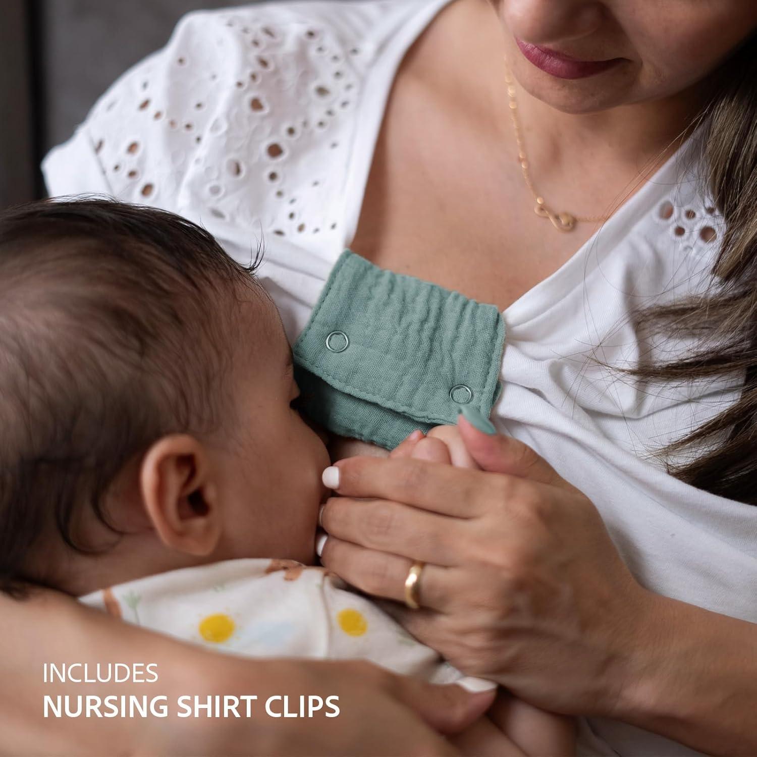 Cubierta de Lactancia Nilsa 5-en-1 Algodón Muslín Verde Menta