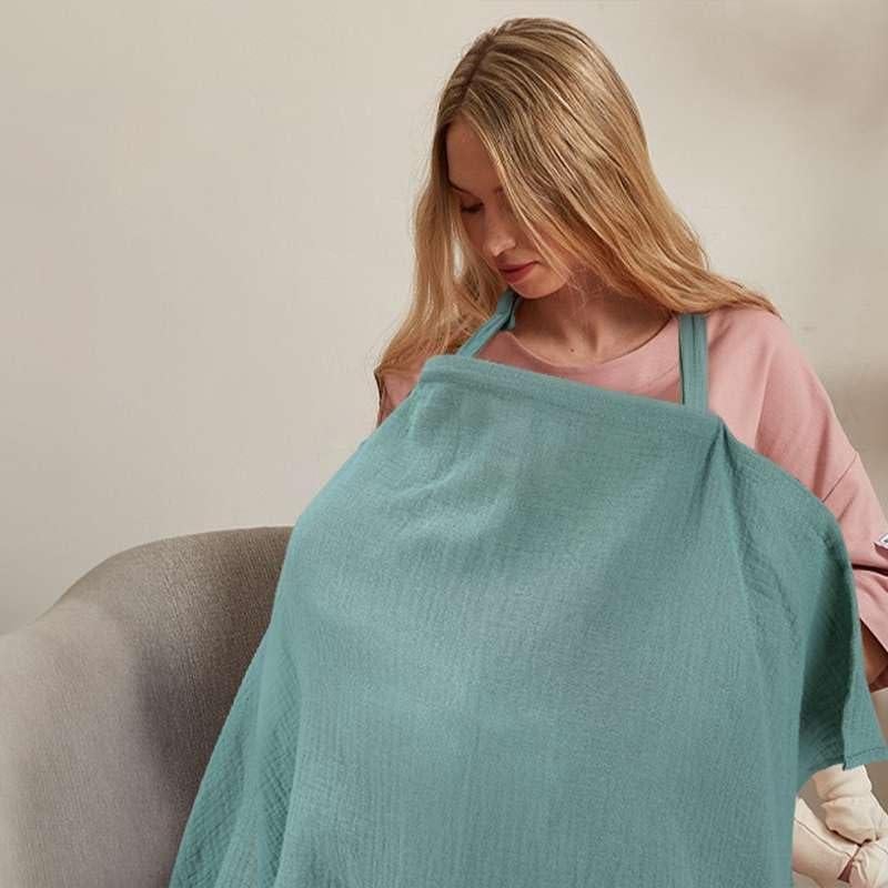 Cubierta de Lactancia Muselina 100% Algodón Verde 71x101 cm