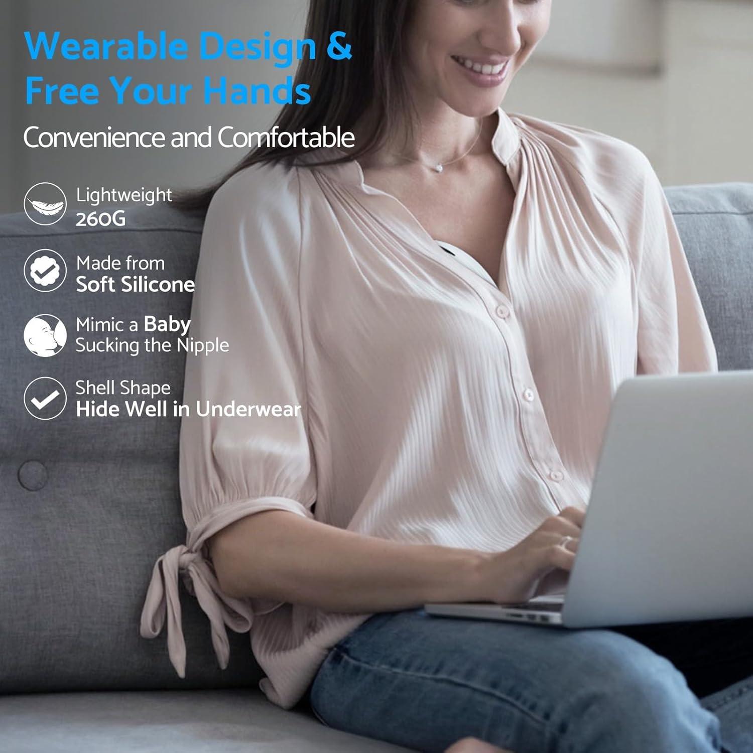 Extractor de Leche Eléctrico Portátil LAMSUET - 4 Modos, 12 Niveles, Bajo Ruido, 210ml