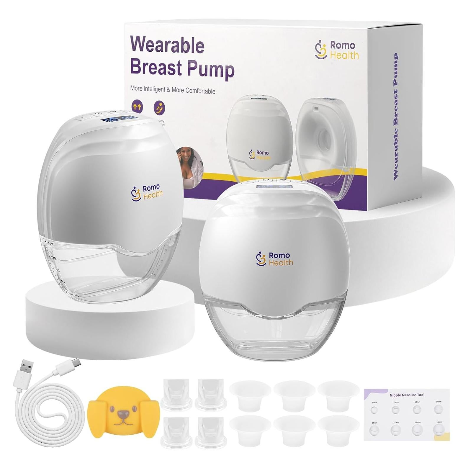 Extractor de Leche Eléctrico ROMO-GLE/21 - Manos Libres, 3 Modos, 8 Niveles, 3 Flanges