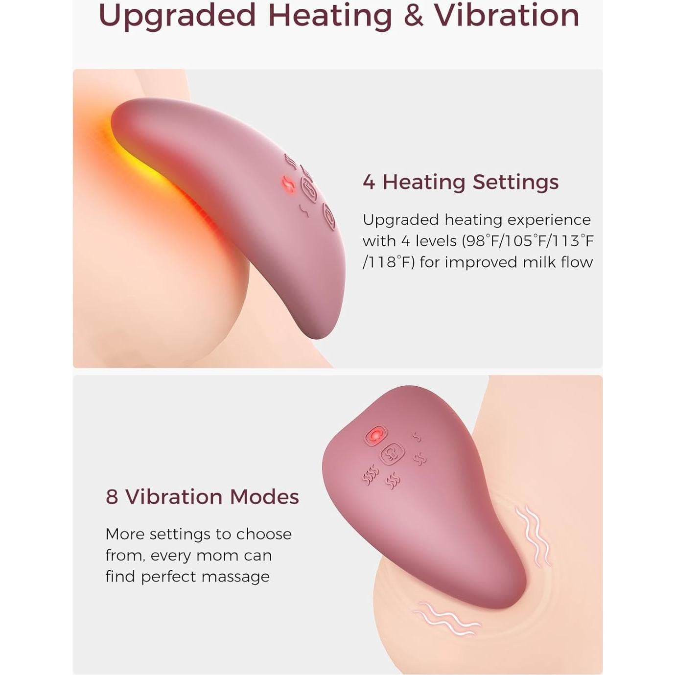 Masajeador de Lactancia Momcozy Pro, 8 Modos y Calentamiento Rápido