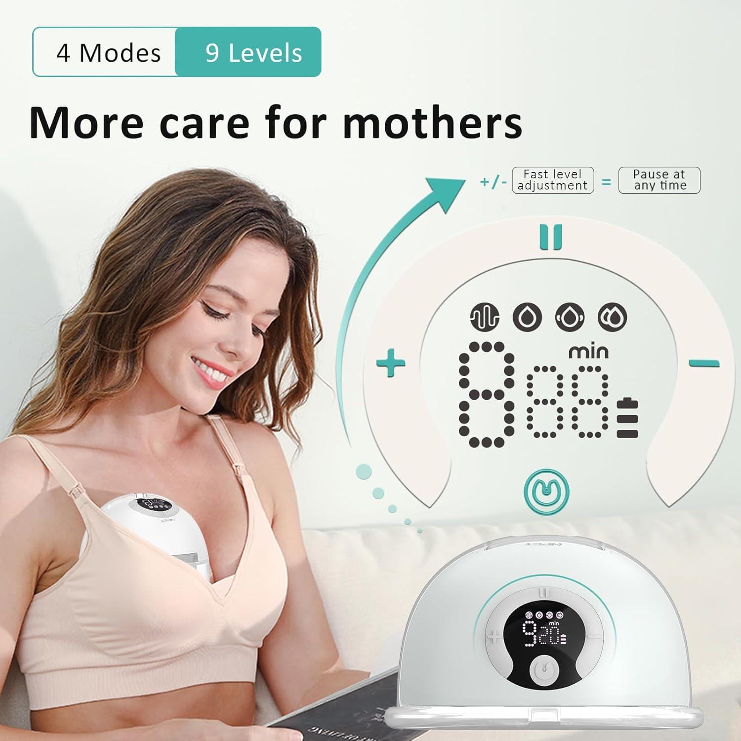 Extractor de Leche Eléctrico Portátil NPET S32 4 Modos 9 Niveles