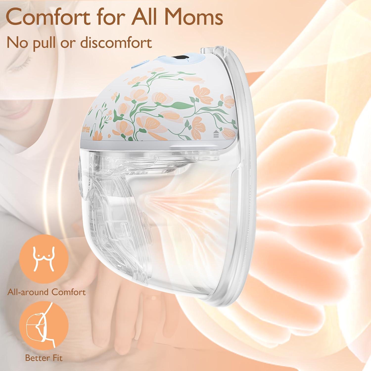 Extractor de Leche Manos Libres Momfree F6 Floral 3 Modos 9 Niveles