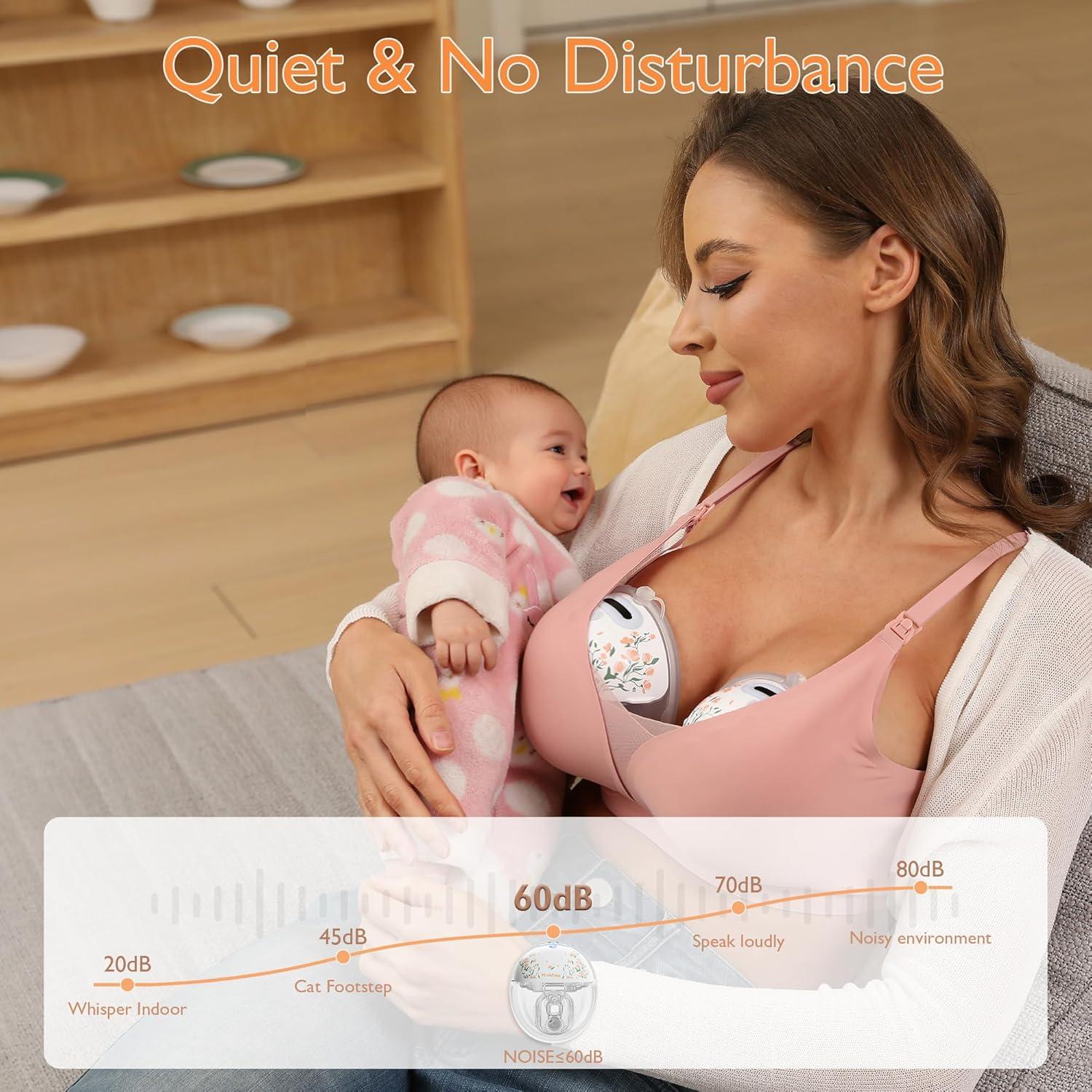 Extractor de Leche Manos Libres Momfree F6 Floral 3 Modos 9 Niveles