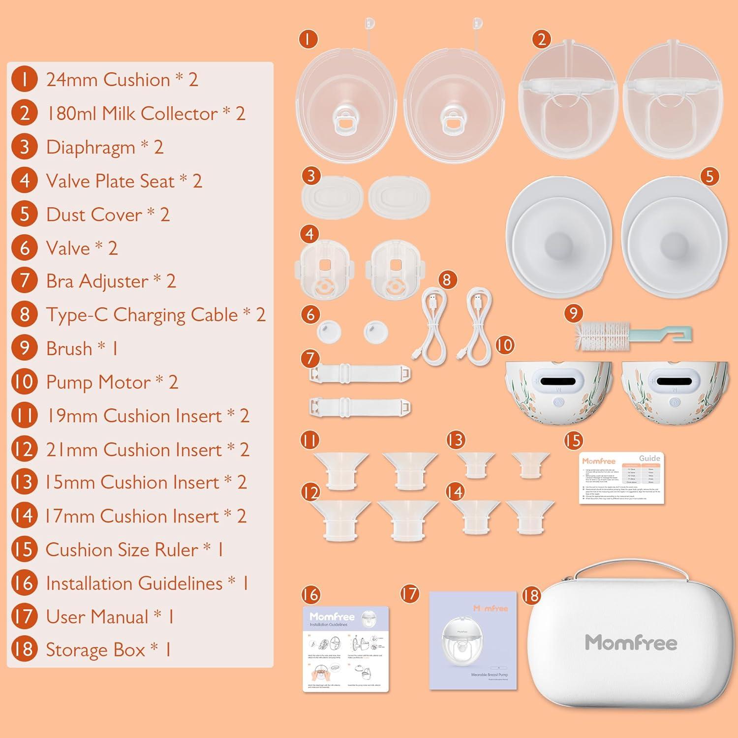 Extractor de Leche Manos Libres Momfree F6 Floral 3 Modos 9 Niveles