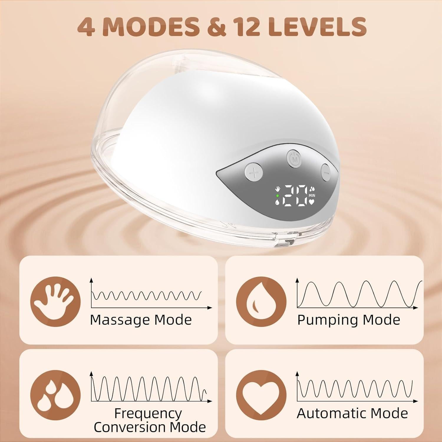 Extractor de Leche Eléctrico Hervimo MY-378, 4 Modos, 12 Niveles