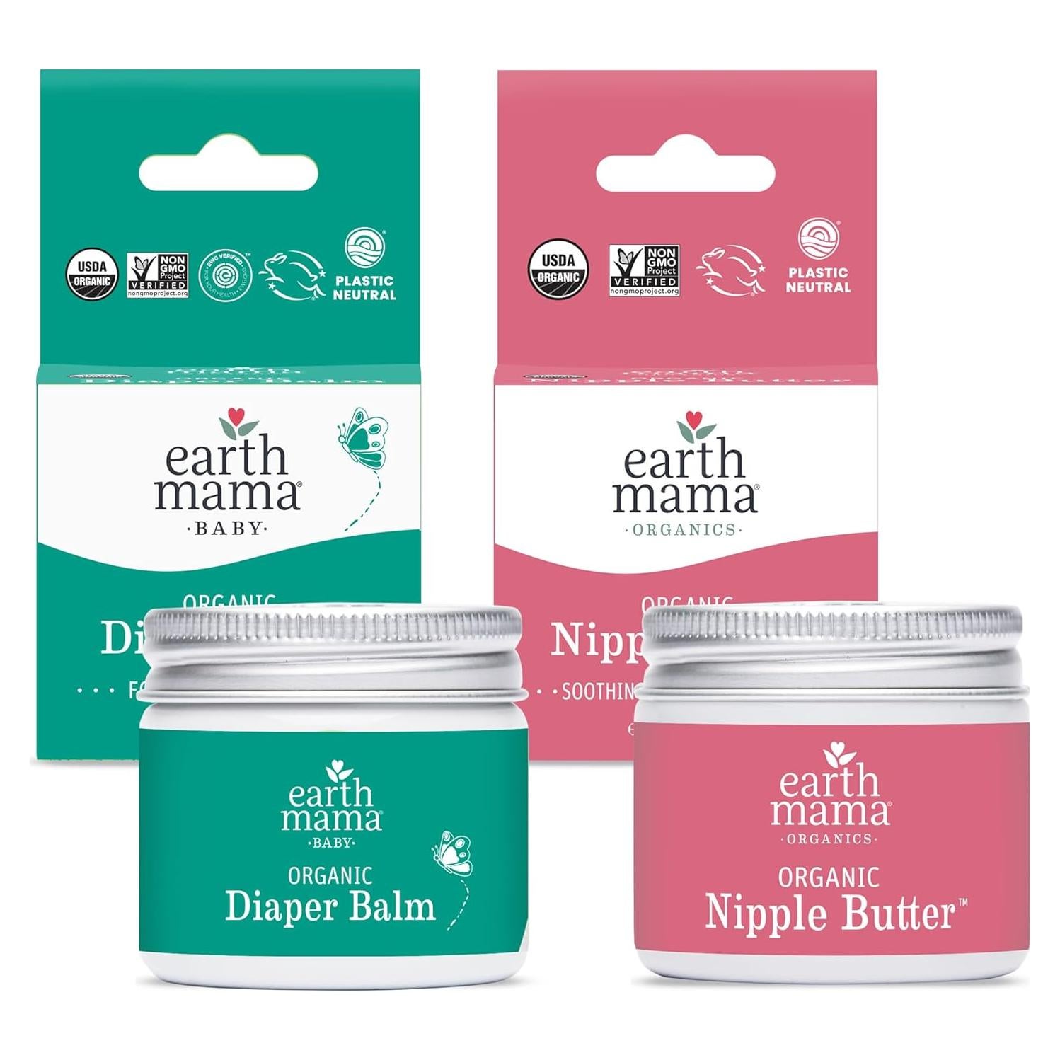 Mantequilla de Pezón Orgánica Earth Mama 90g + Bálsamo para Pañales 90g