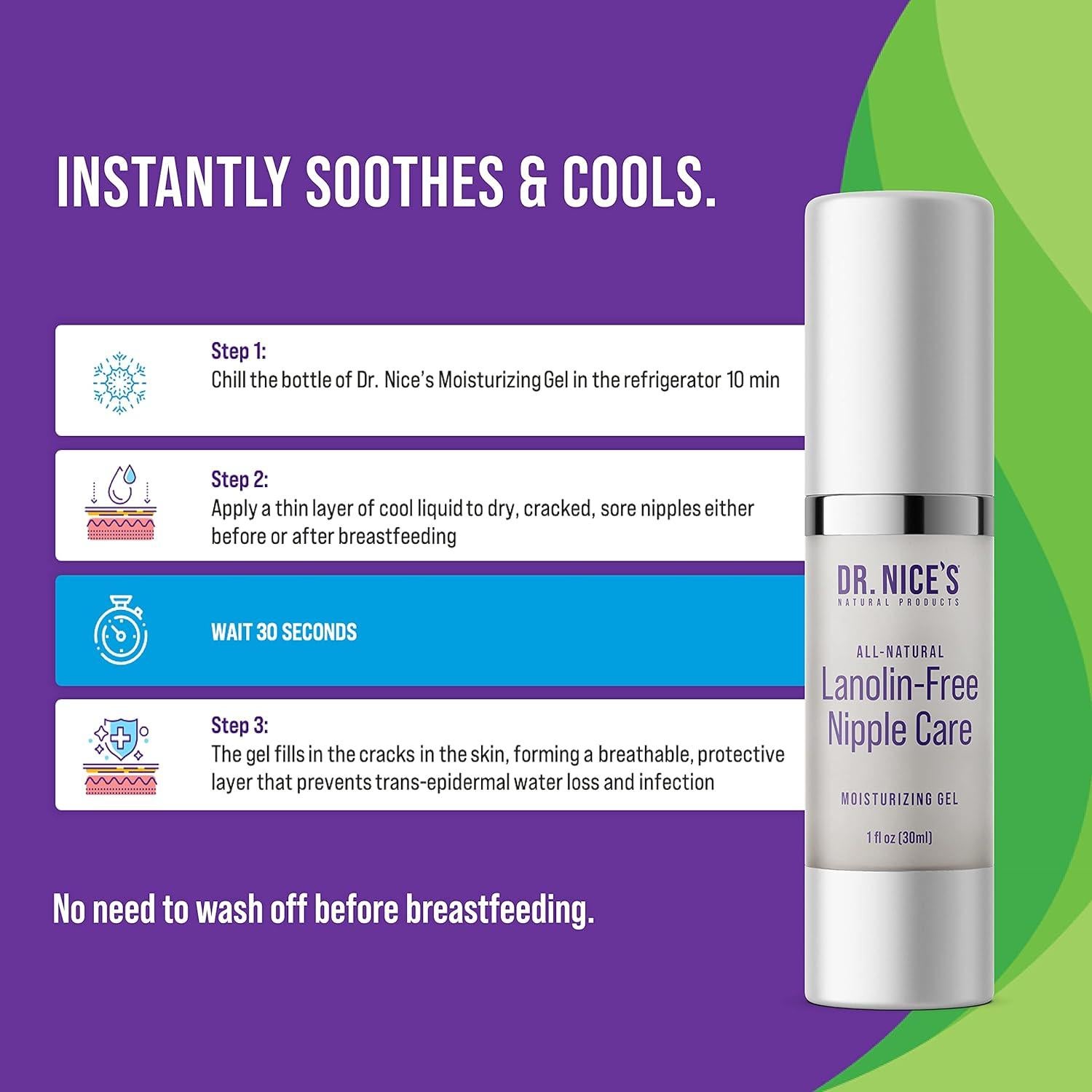 Gel Hidratante para Pezones Dr. Nice - 29.57 ml - Sin Lanolina