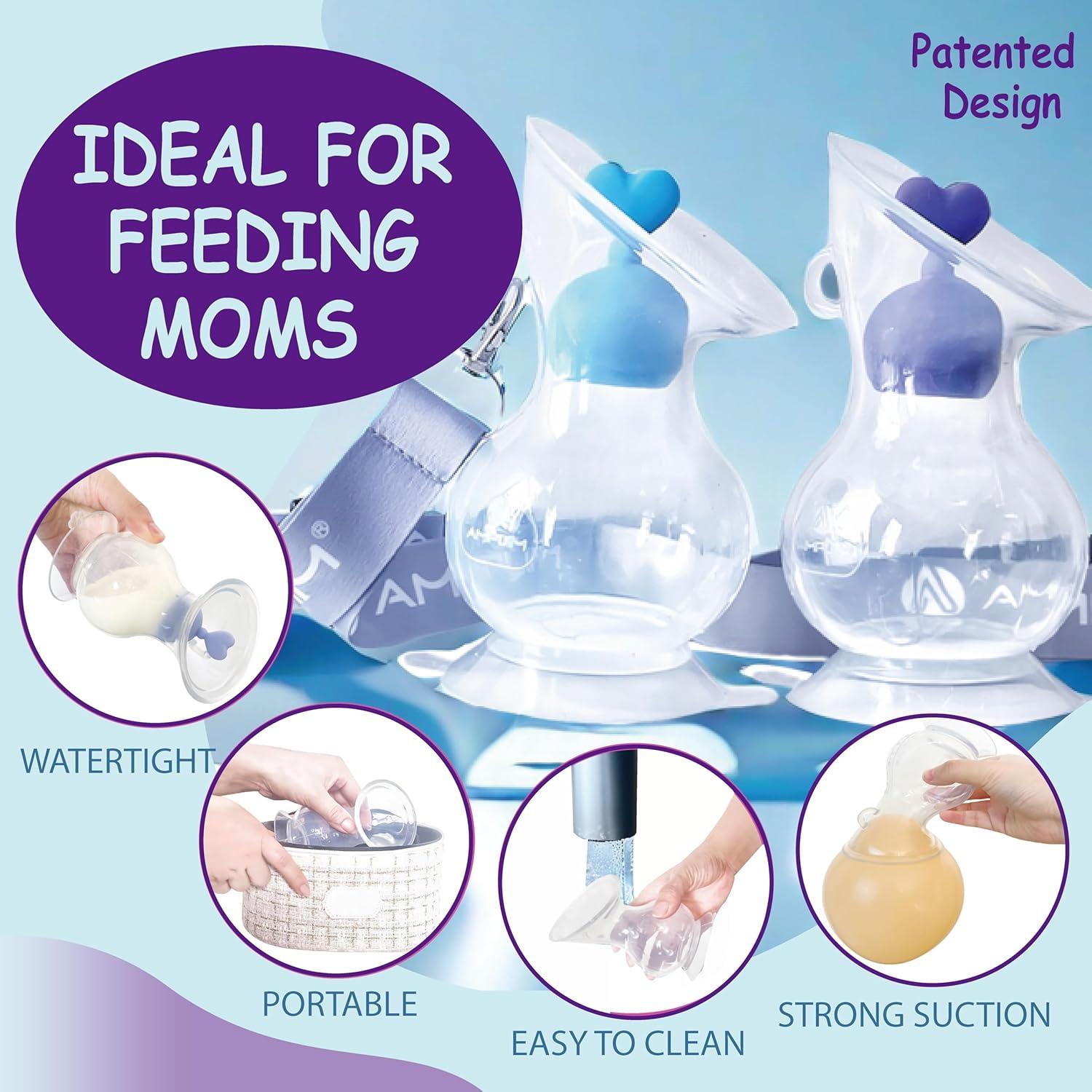 Bomba Manual de Pecho Amplim 148 ml Silicona Alimenticia Azul