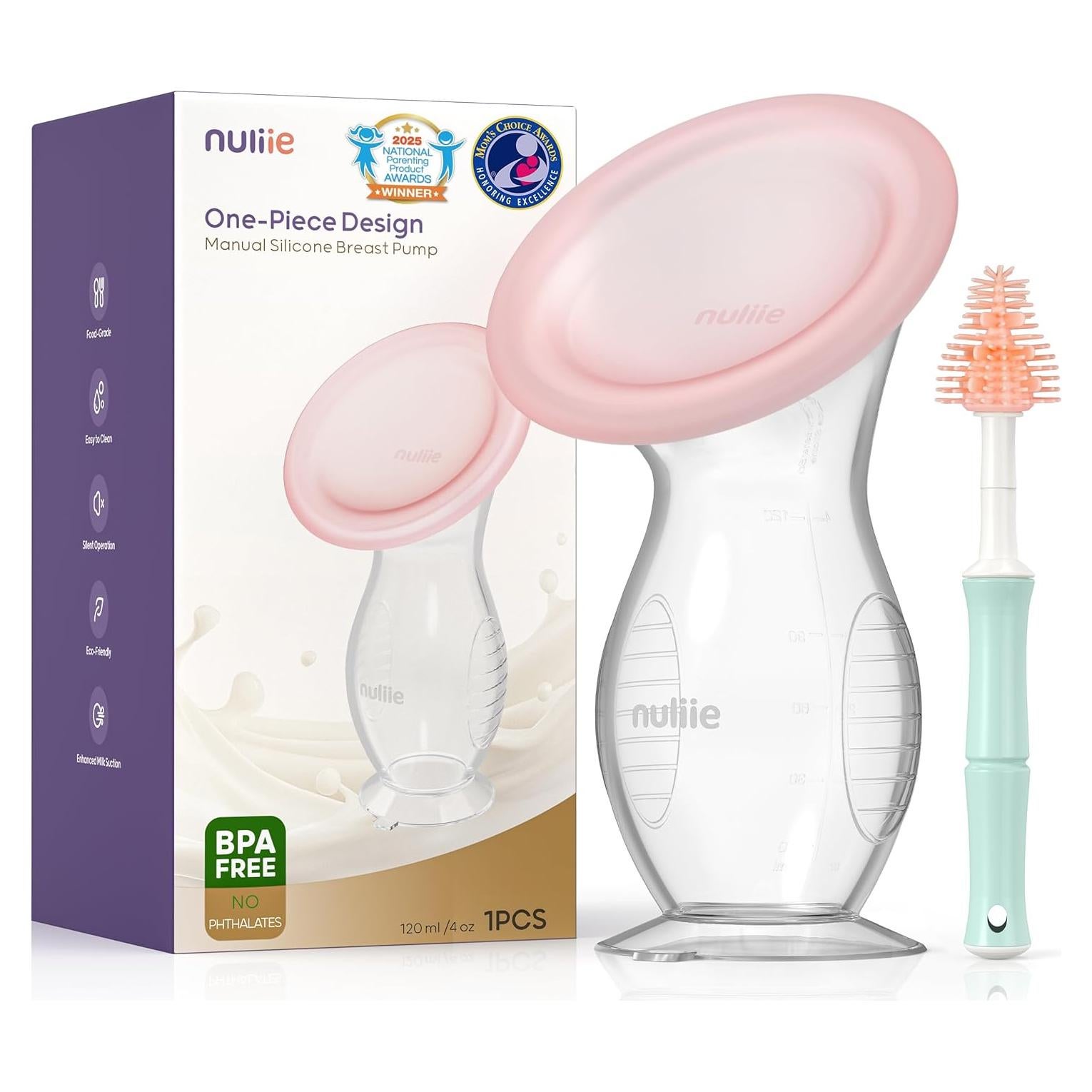 Bomba Manual de Silicona Nuliie 120ml Antifugas para Lactancia