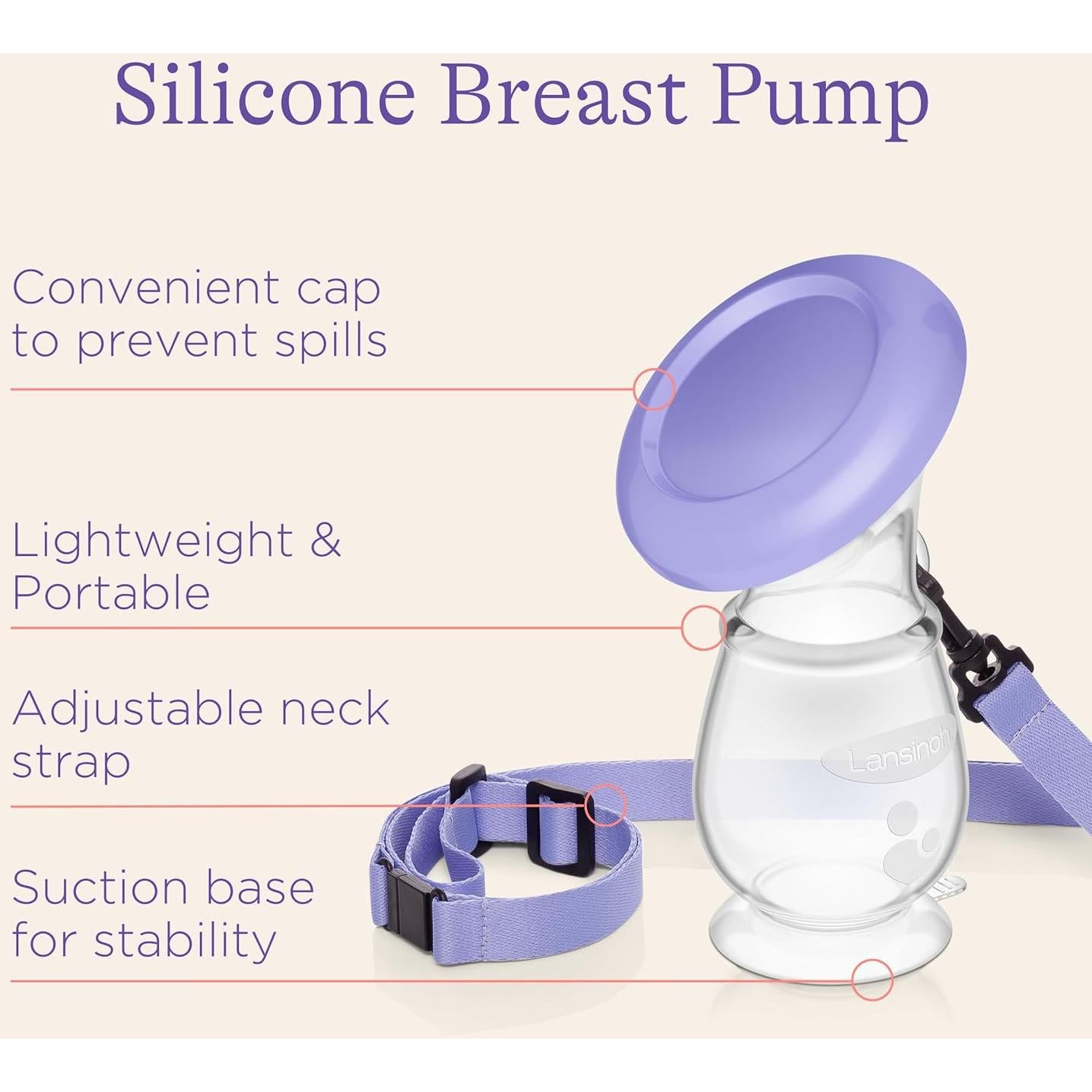 Bomba de Pecho de Silicona Lansinoh 113.4 ml Manual Portátil
