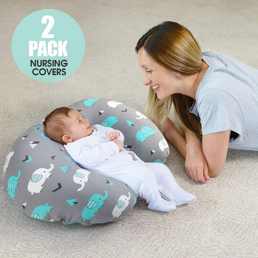 Funda de Almohada de Lactancia BROLEX - Paquete de 2 Elefante Ballena