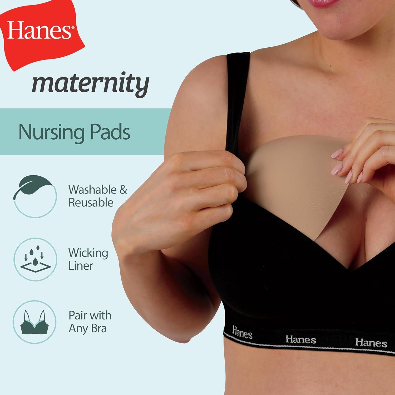 Almohadillas de Lactancia Reutilizables Hanes - 4 Piezas