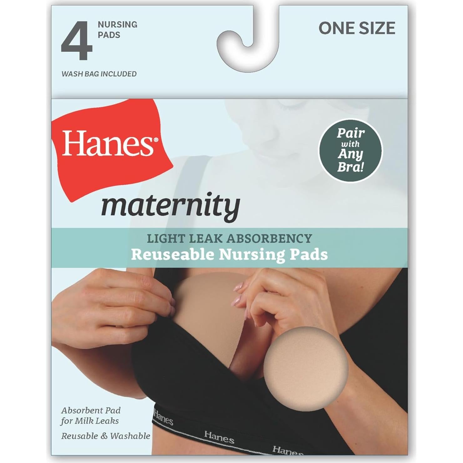 Almohadillas de Lactancia Reutilizables Hanes - 4 Piezas