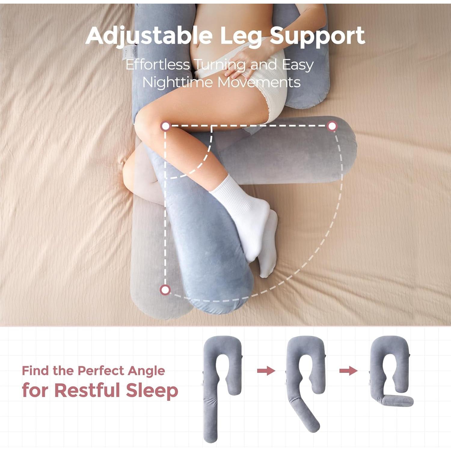 Almohada de Embarazo Momcozy U Pro 183 cm Ajustable Gris
