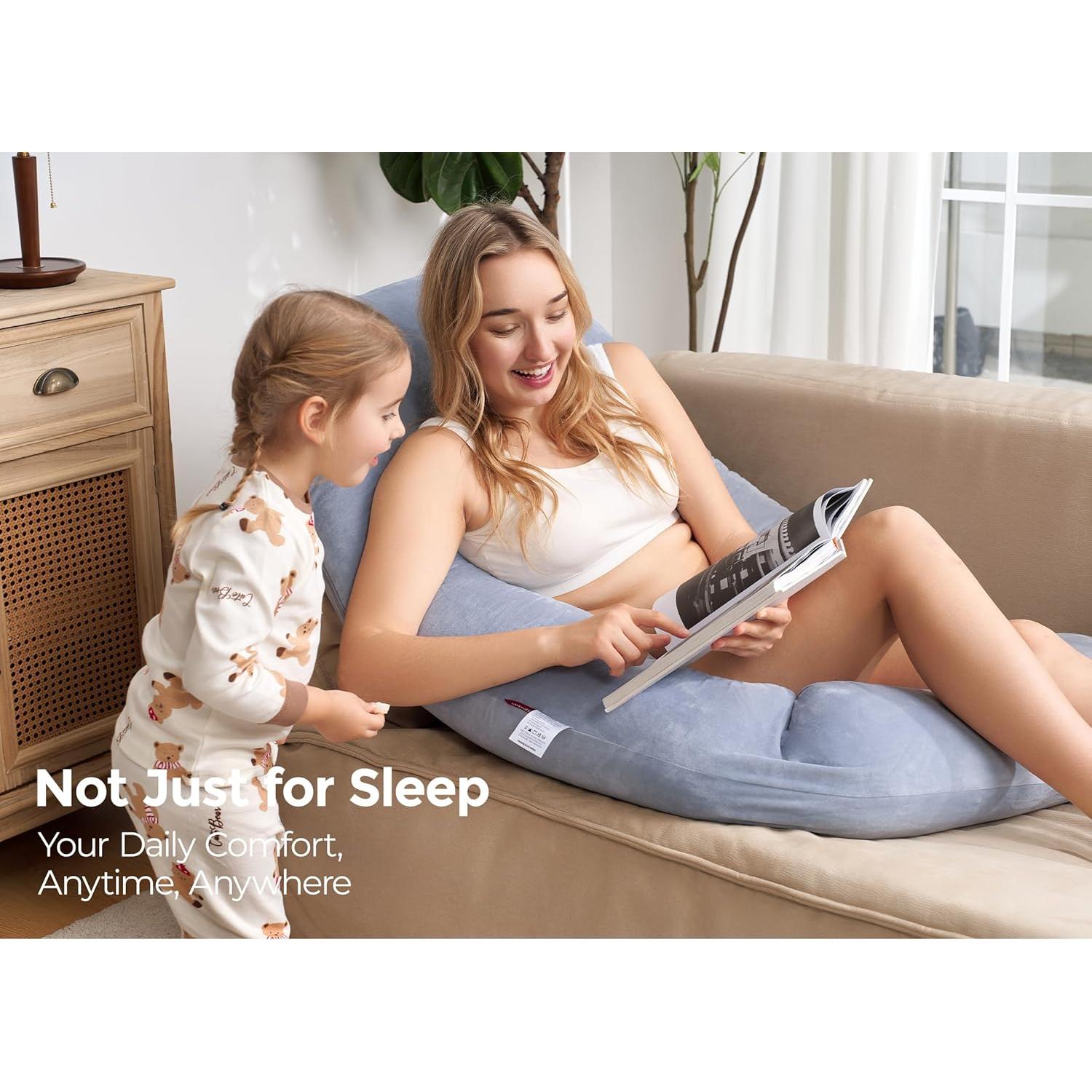 Almohada de Embarazo Momcozy U Pro 183 cm Ajustable Gris