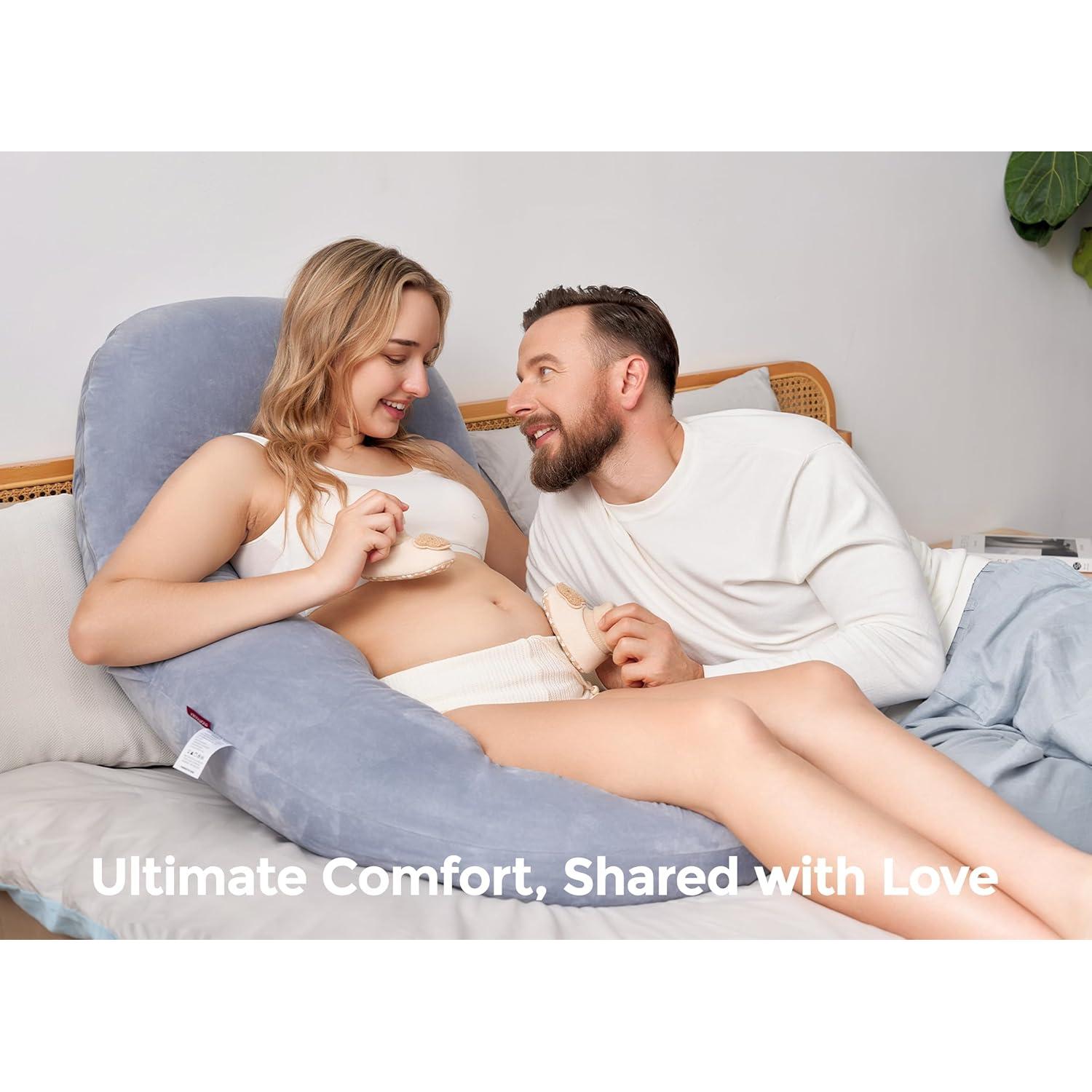 Almohada de Embarazo Momcozy U Pro 183 cm Ajustable Gris