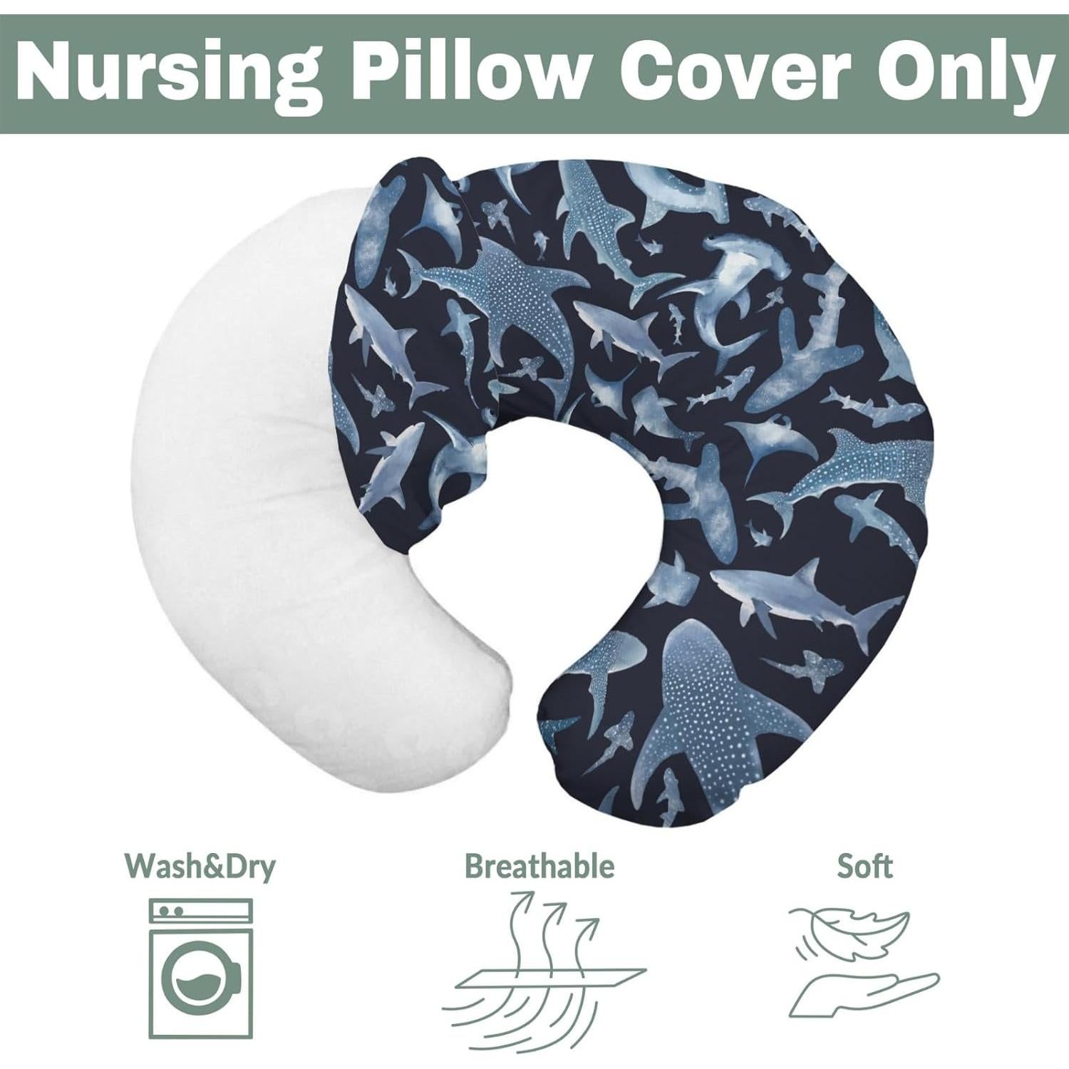 Funda de Almohada de Lactancia ZoUbqchY Tiburón 55.88x45.72 cm