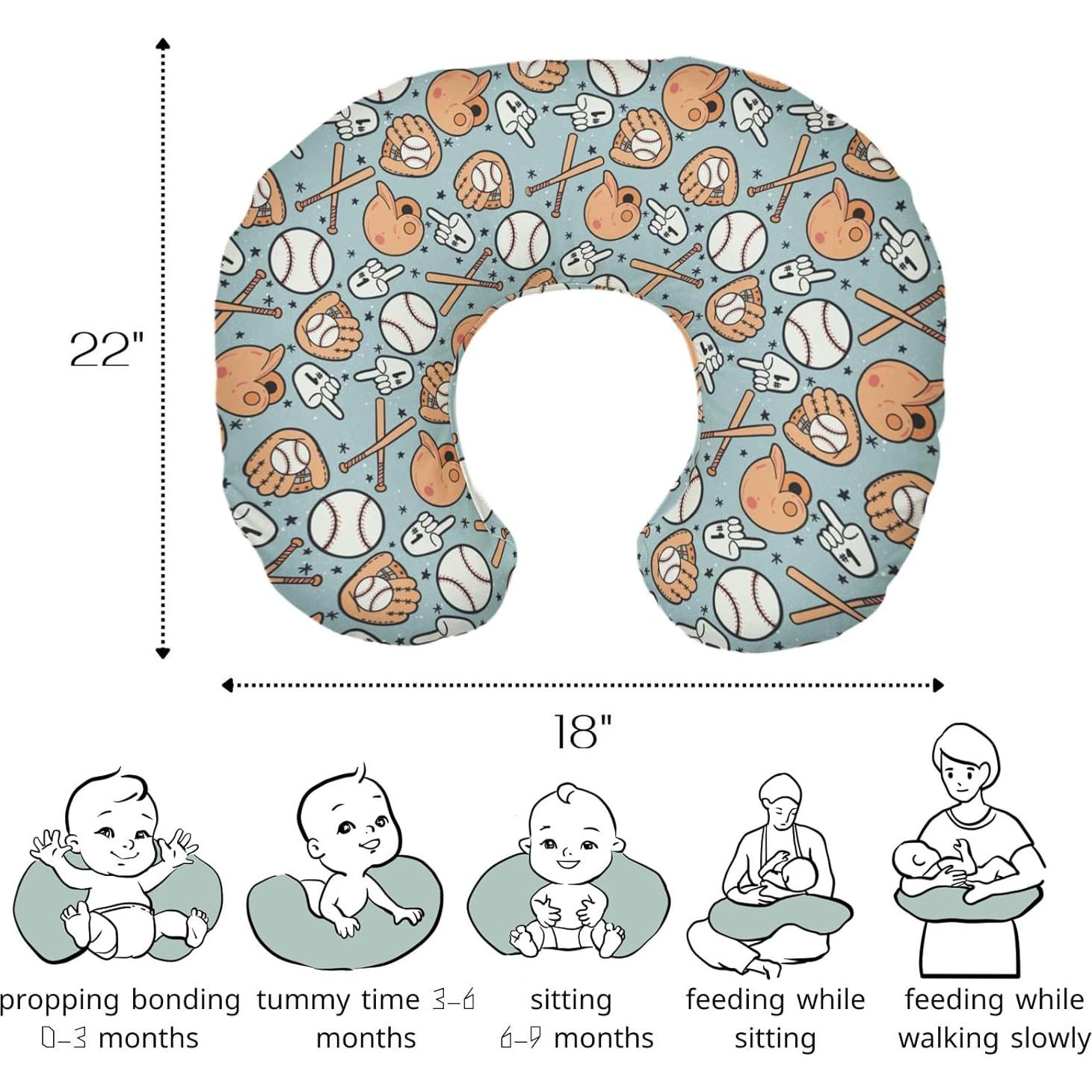 Funda de Almohada de Lactancia HawSkgFub Béisbol 55.88x45.72cm
