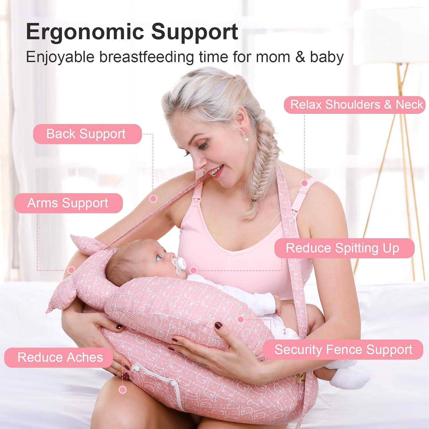 Almohada de Lactancia TinyTotsJoy Ajustable para Mamá y Bebé