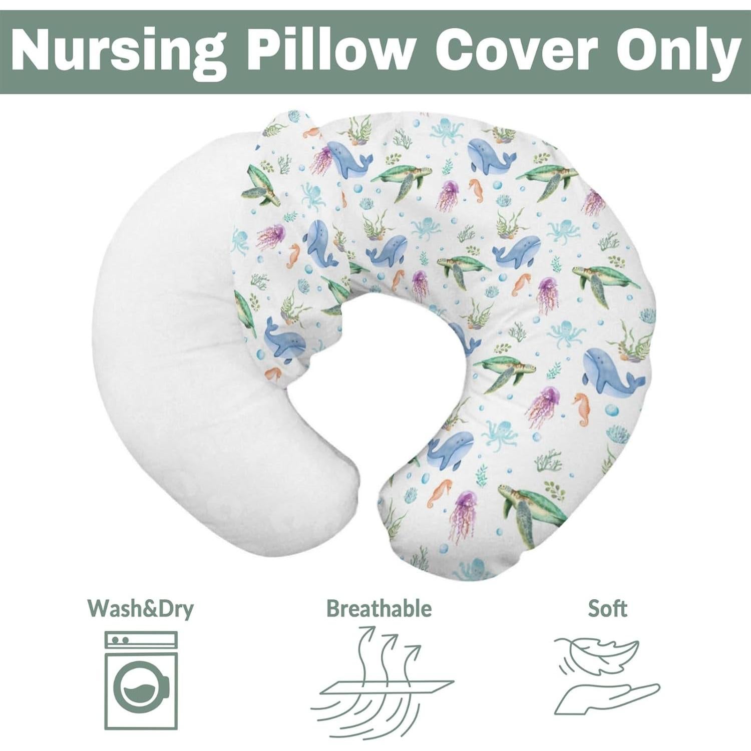 Funda de Almohada de Lactancia Boho Animales Marinos 55x45 cm