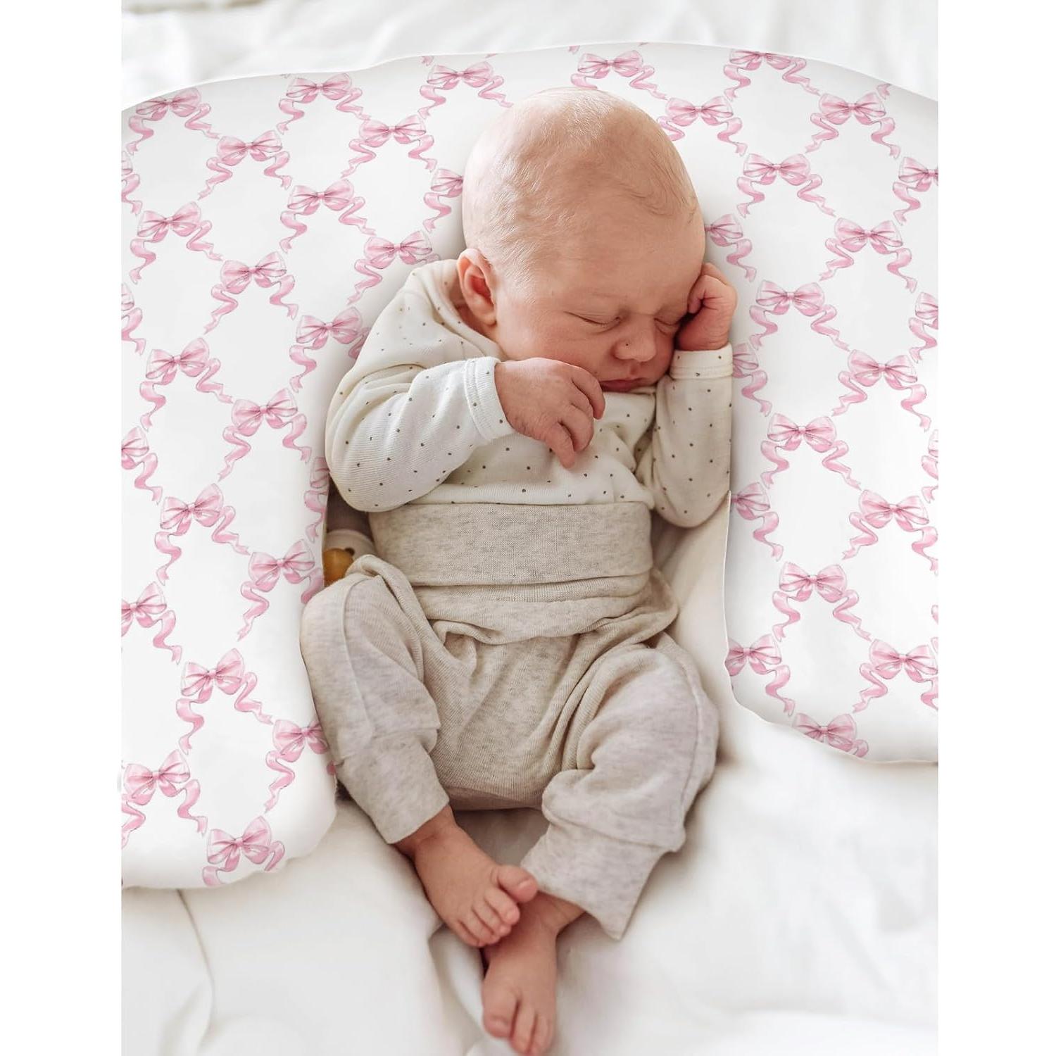 Funda de Almohada de Lactancia Ribbons Rosa 55.88x45.72 cm